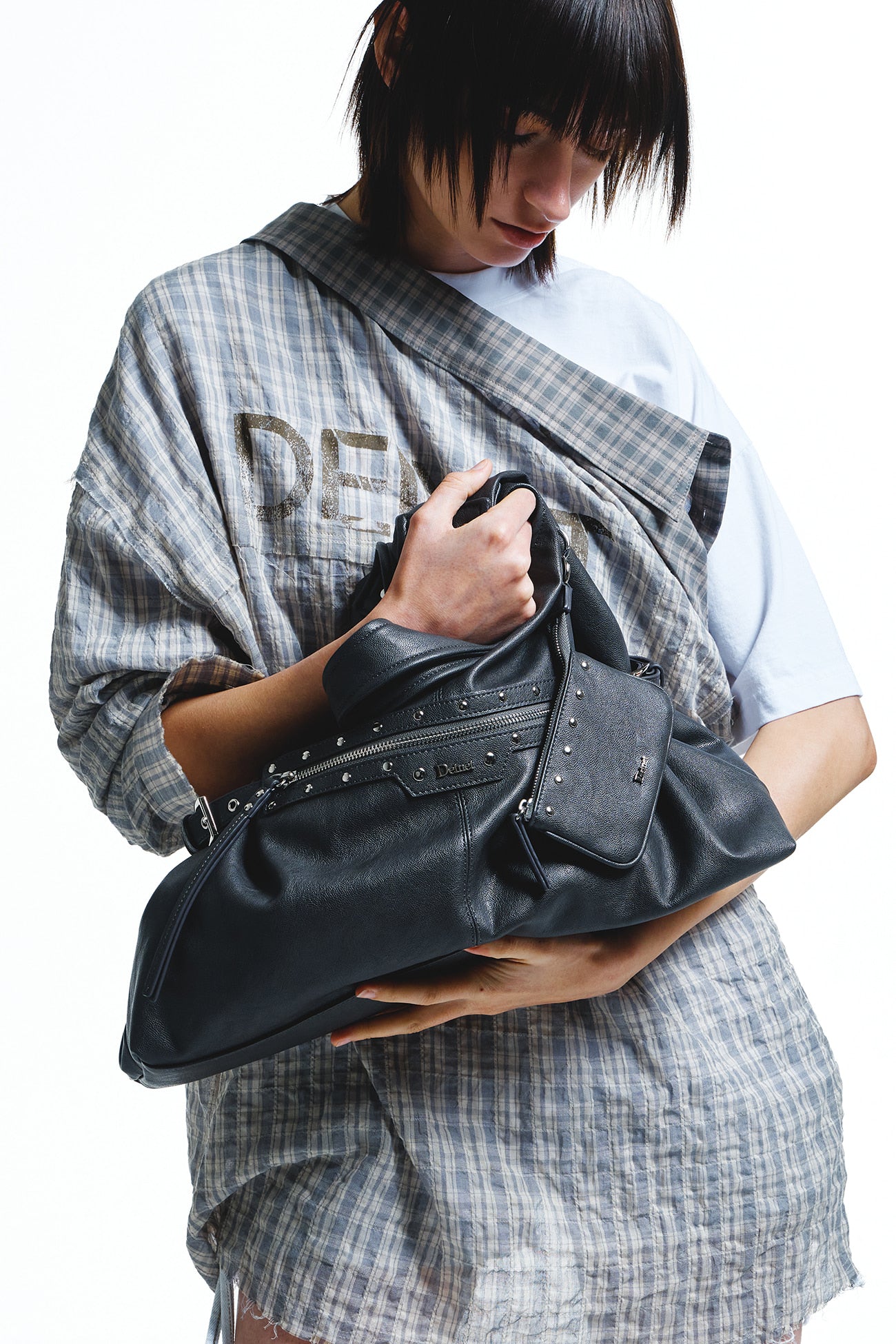 Deinet - Stud Detail Point Pocket Bag (Grey) product image 3 | TRAB K-Fashion Australia