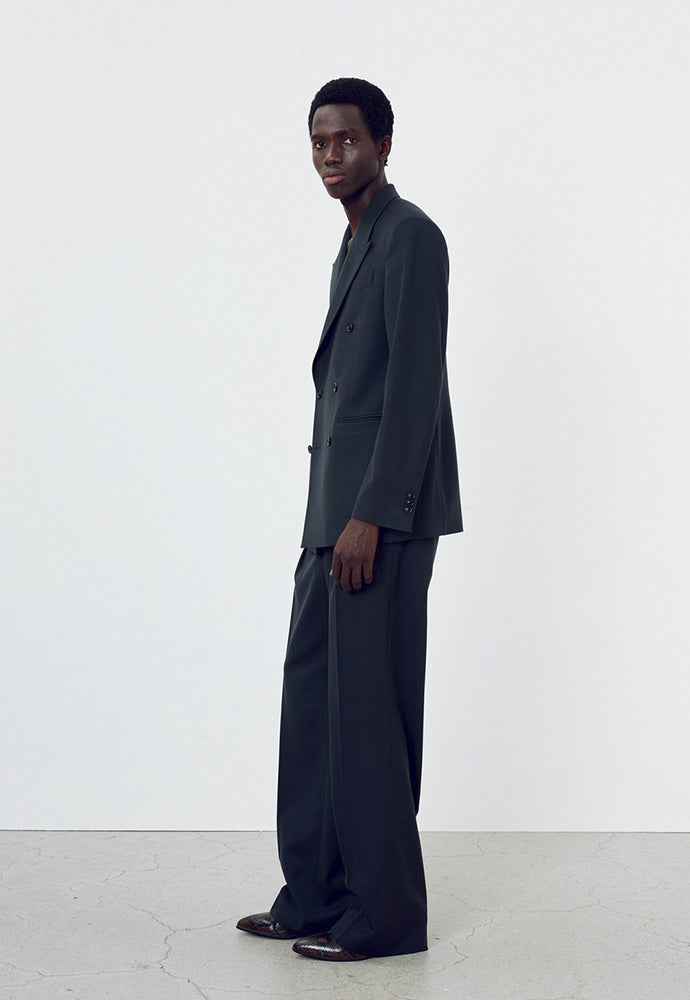 Tonywack - Wool Twill Pleated Wide Trousers (Carbon Grey) product image 2 | TRAB K-Fashion Australia