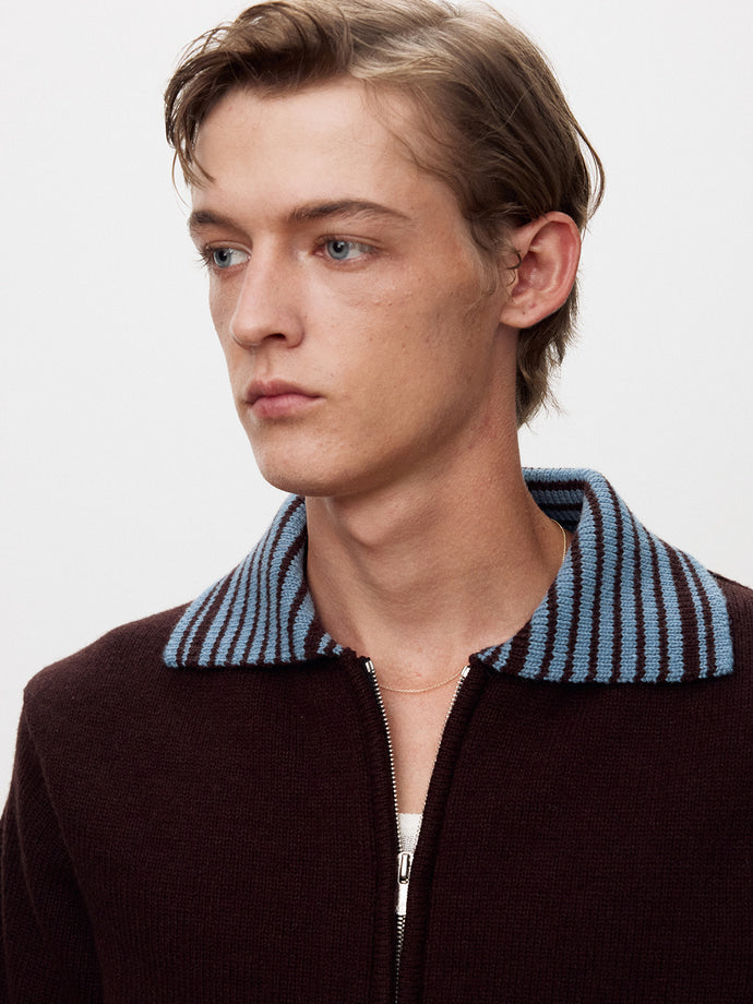 Tonywack - Contrast Collar Full-Zip Blouson (Brown) product image 8 | TRAB K-Fashion Australia