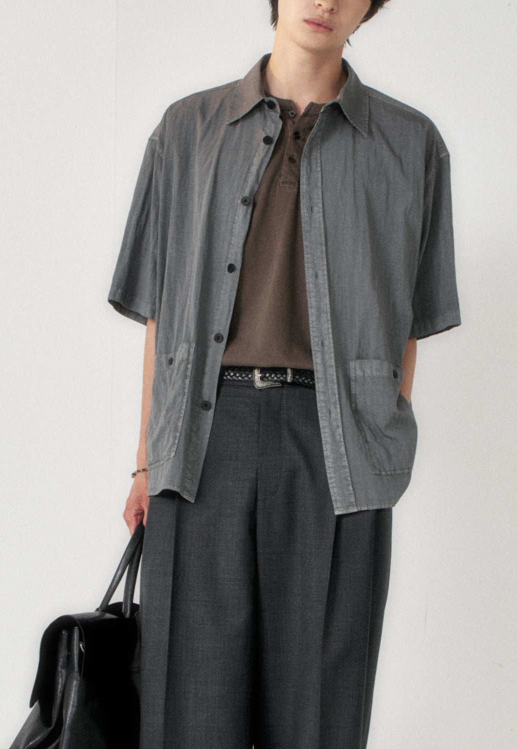 Art if acts - Garment Dyed Two Pocket Half Shirt (Vintage Charcoal) product image 5 | TRAB K-Fashion Australia