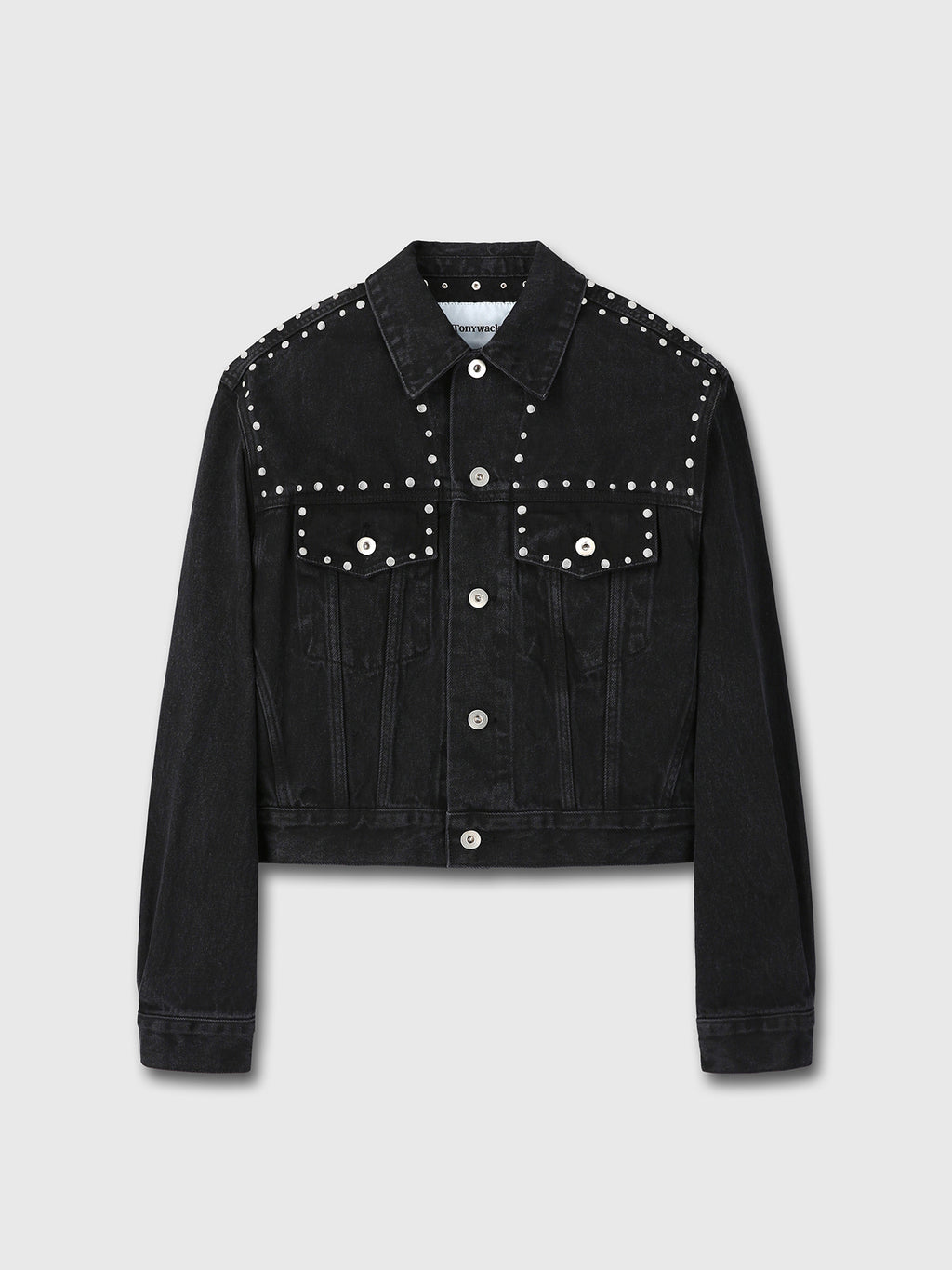 Tonywack - Metal Stud Cropped Denim Trucker (Faded Black) product image 7 | TRAB K-Fashion Australia