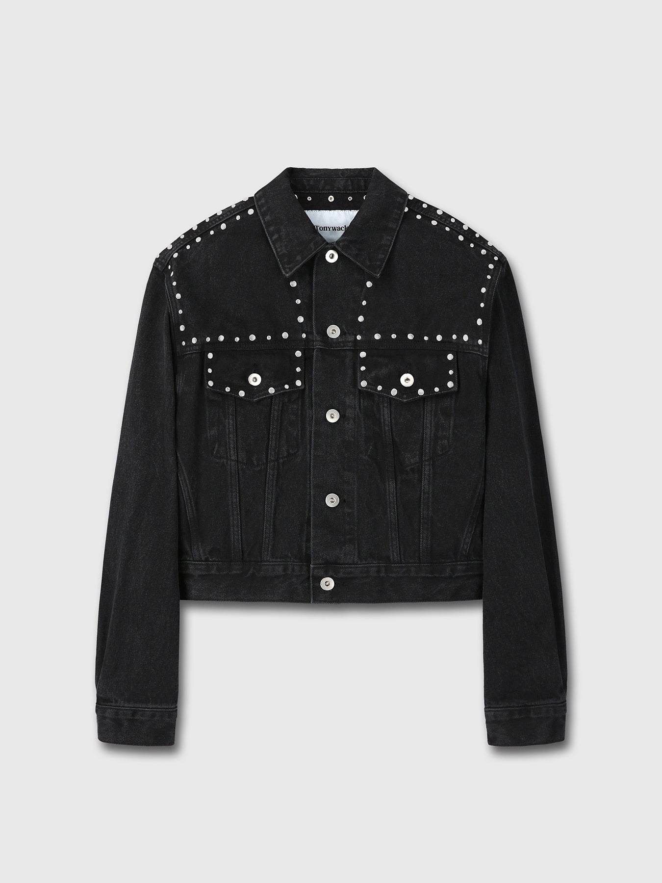 Tonywack - Metal Stud Cropped Denim Trucker (Faded Black) product image 7 | TRAB K-Fashion Australia