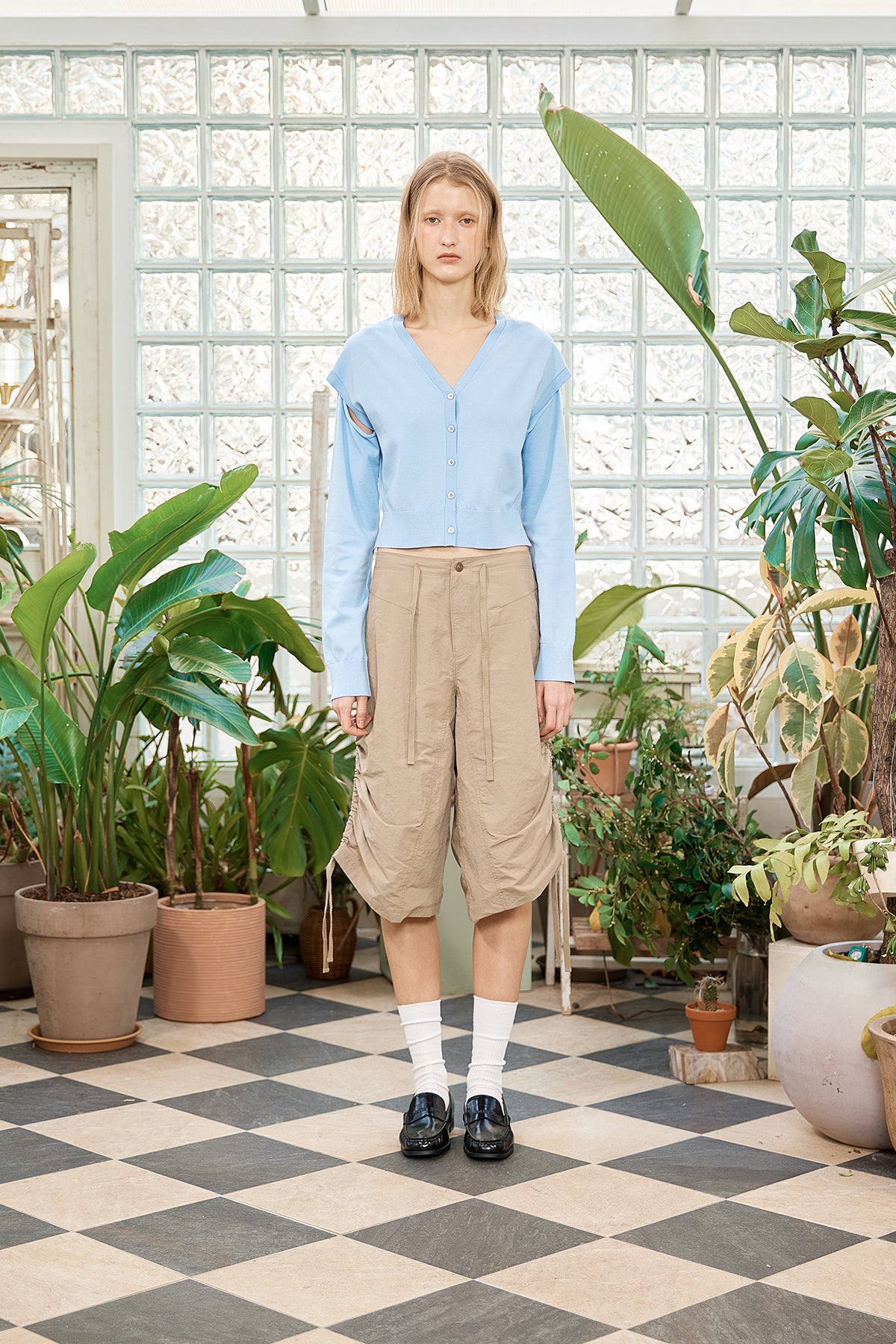 Matin Kim - Slit Detail Button Cardigan (Light Blue) product image 7 | TRAB K-Fashion Australia