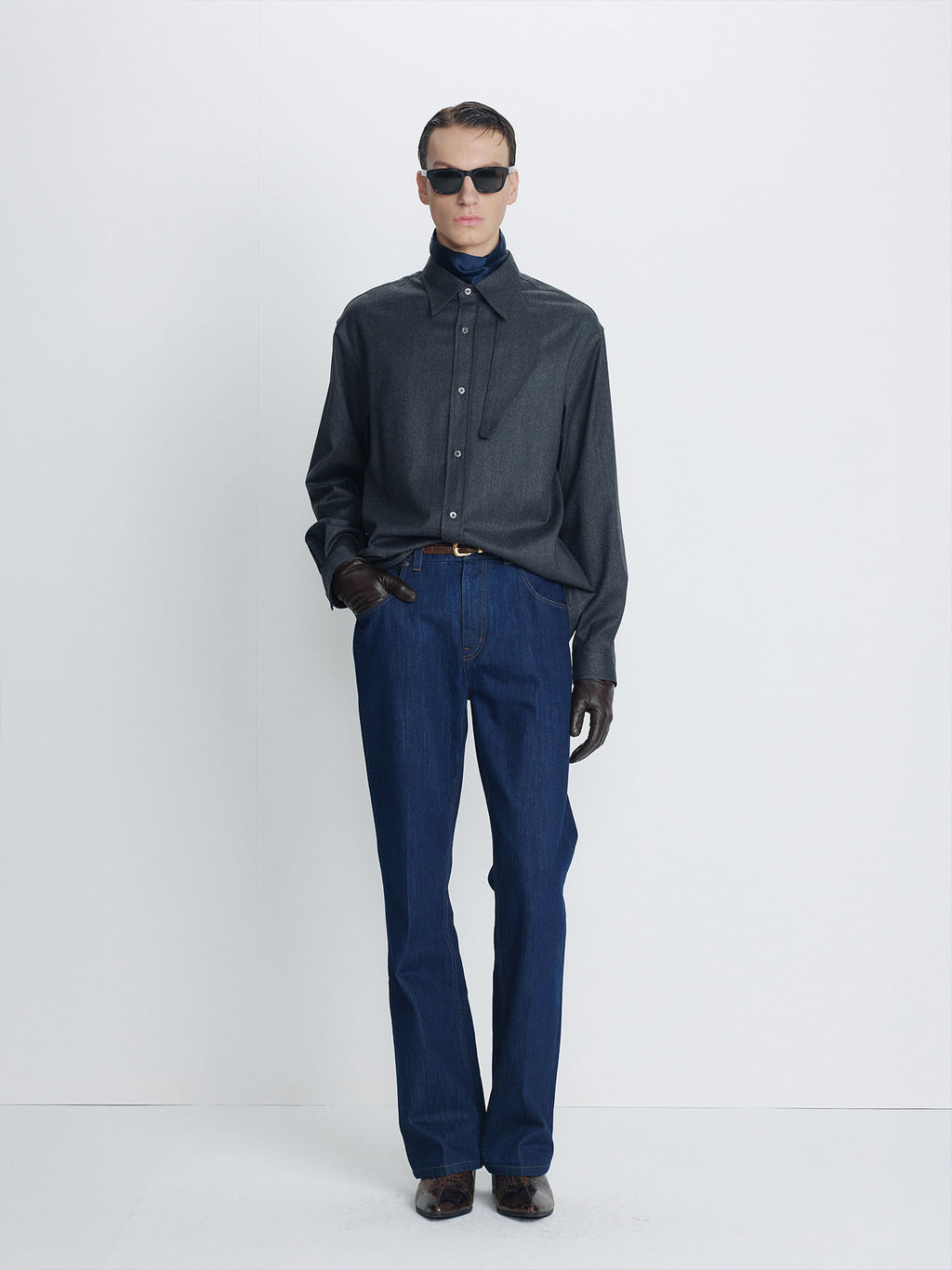 Tonywack - Melange Wool Neck Strap Shirt (Grey) product image 1 | TRAB K-Fashion Australia