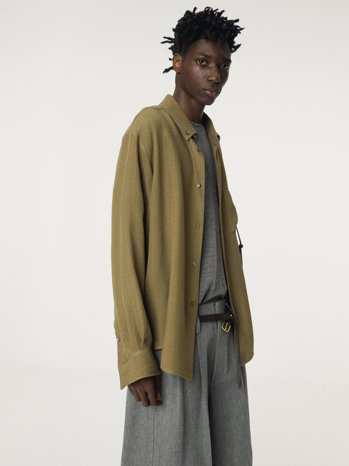 Recto - Vintage Jacquard Shirt (Khaki) product image 5 | TRAB K-Fashion Australia