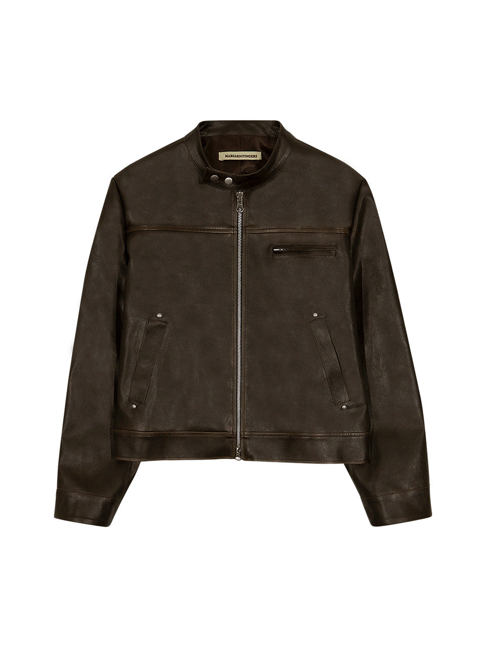 Margarin Fingers - Rivet Washed Fake Leather Jacket (Brown) product image 2 | TRAB K-Fashion Australia
