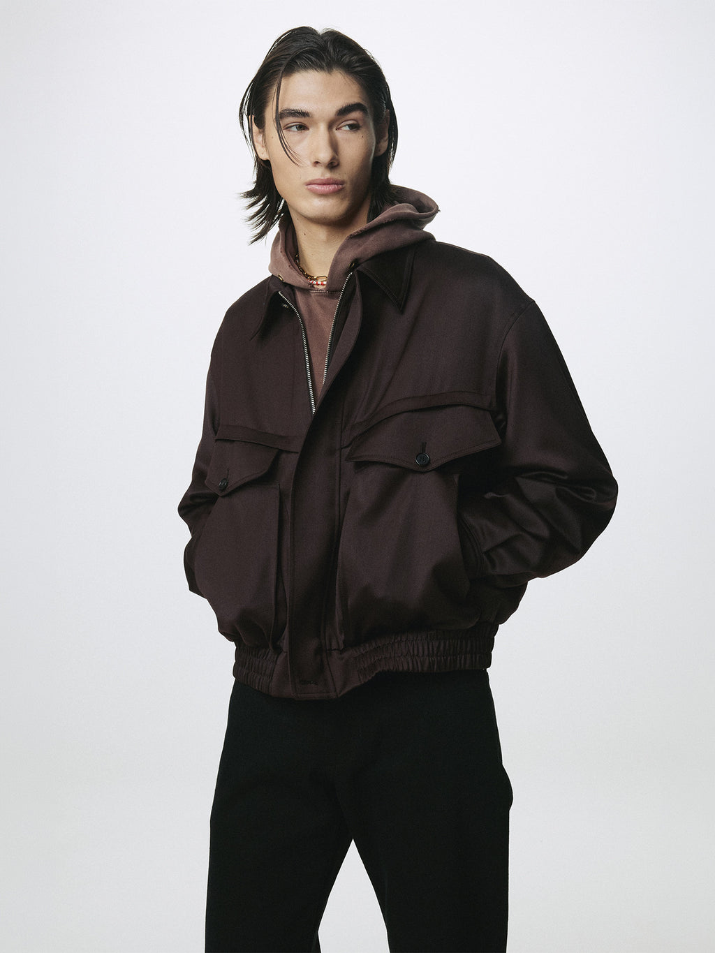 Tonywack - Wool Viscose Oversized Bomber Jacket (Dark Burgundy) product image 8 | TRAB K-Fashion Australia