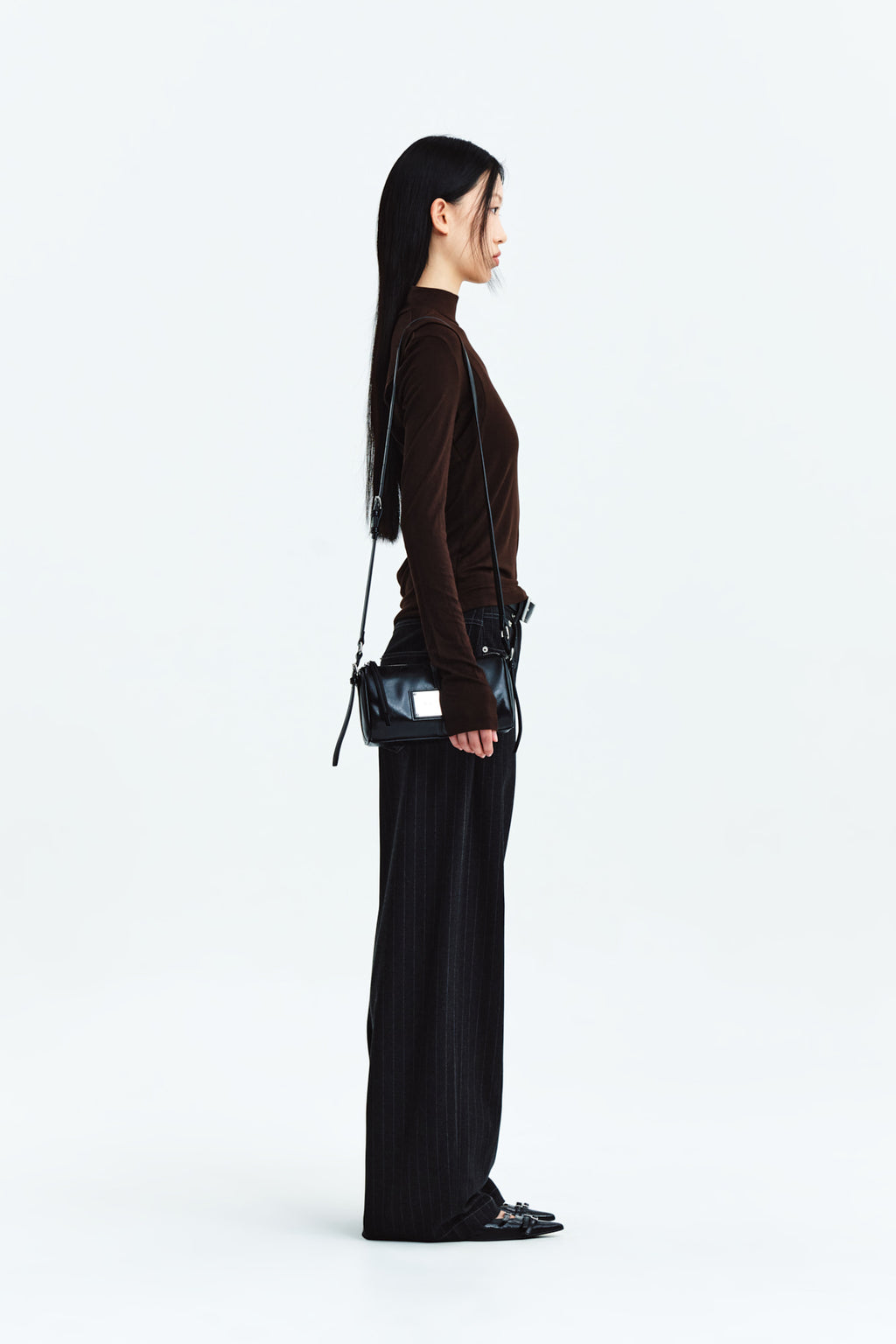 Matin Kim - Denim Like Stripe Wide Pants (Charcoal) product image 6 | TRAB K-Fashion Australia