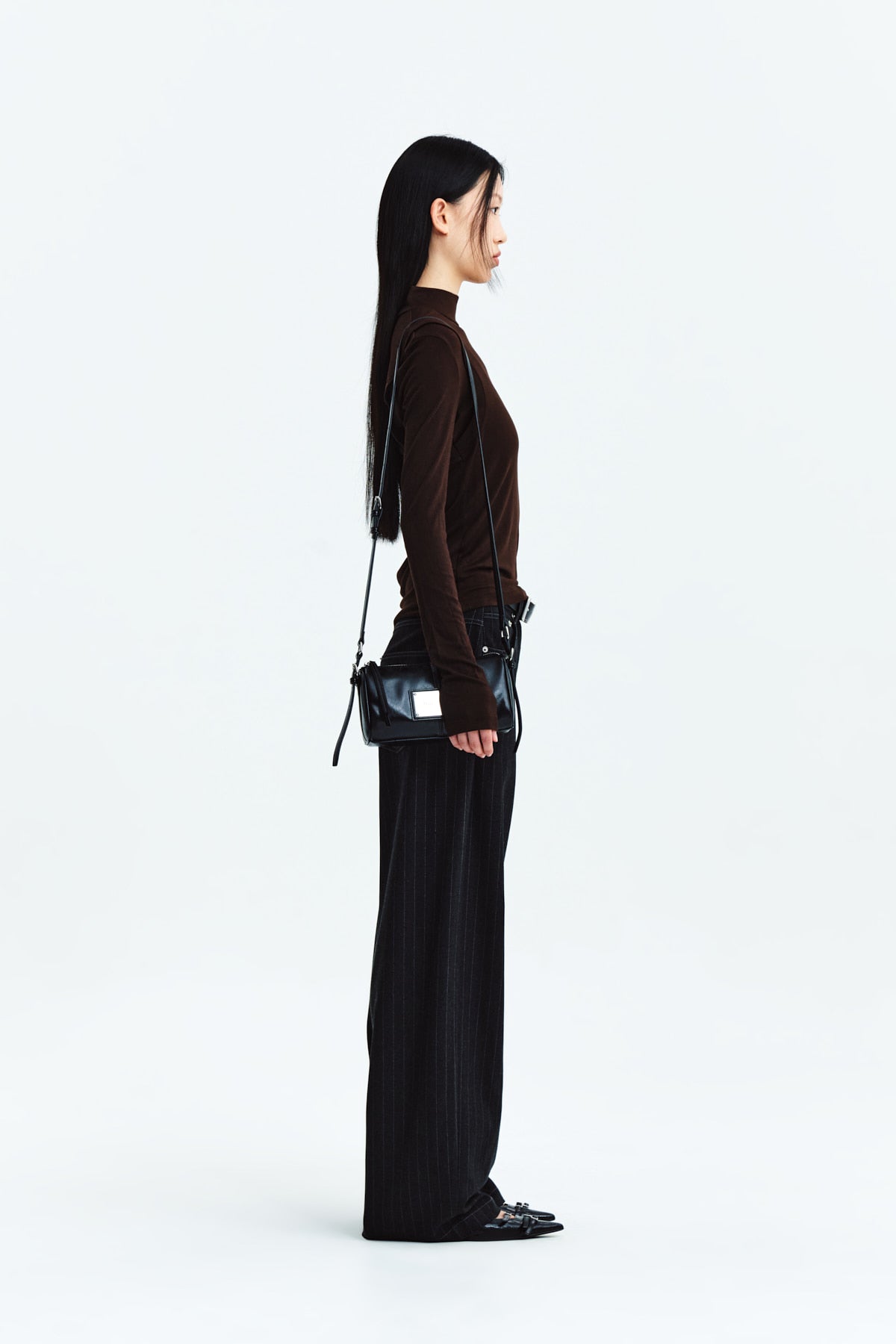 Matin Kim - Denim Like Stripe Wide Pants (Charcoal) product image 6 | TRAB K-Fashion Australia