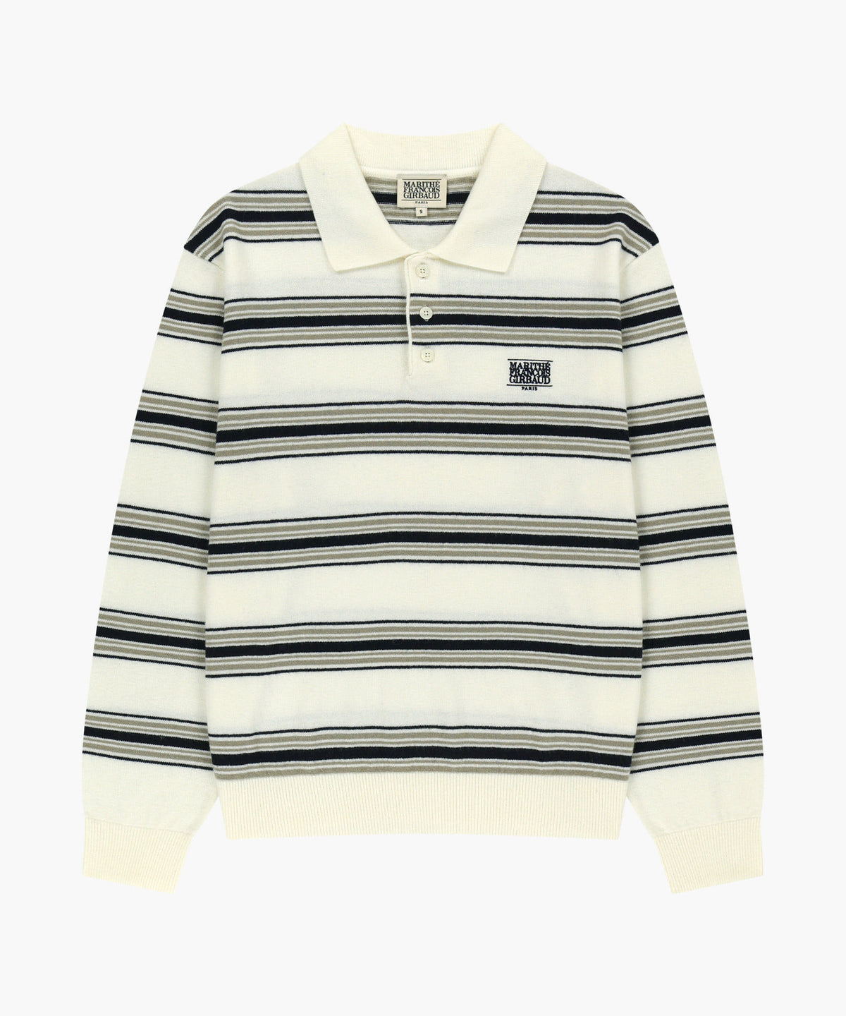 Marithe & Francois Girbaud - Small Classic Logo Multi Stripe Polo Knit (Ivory) product image 5 | TRAB K-Fashion Australia