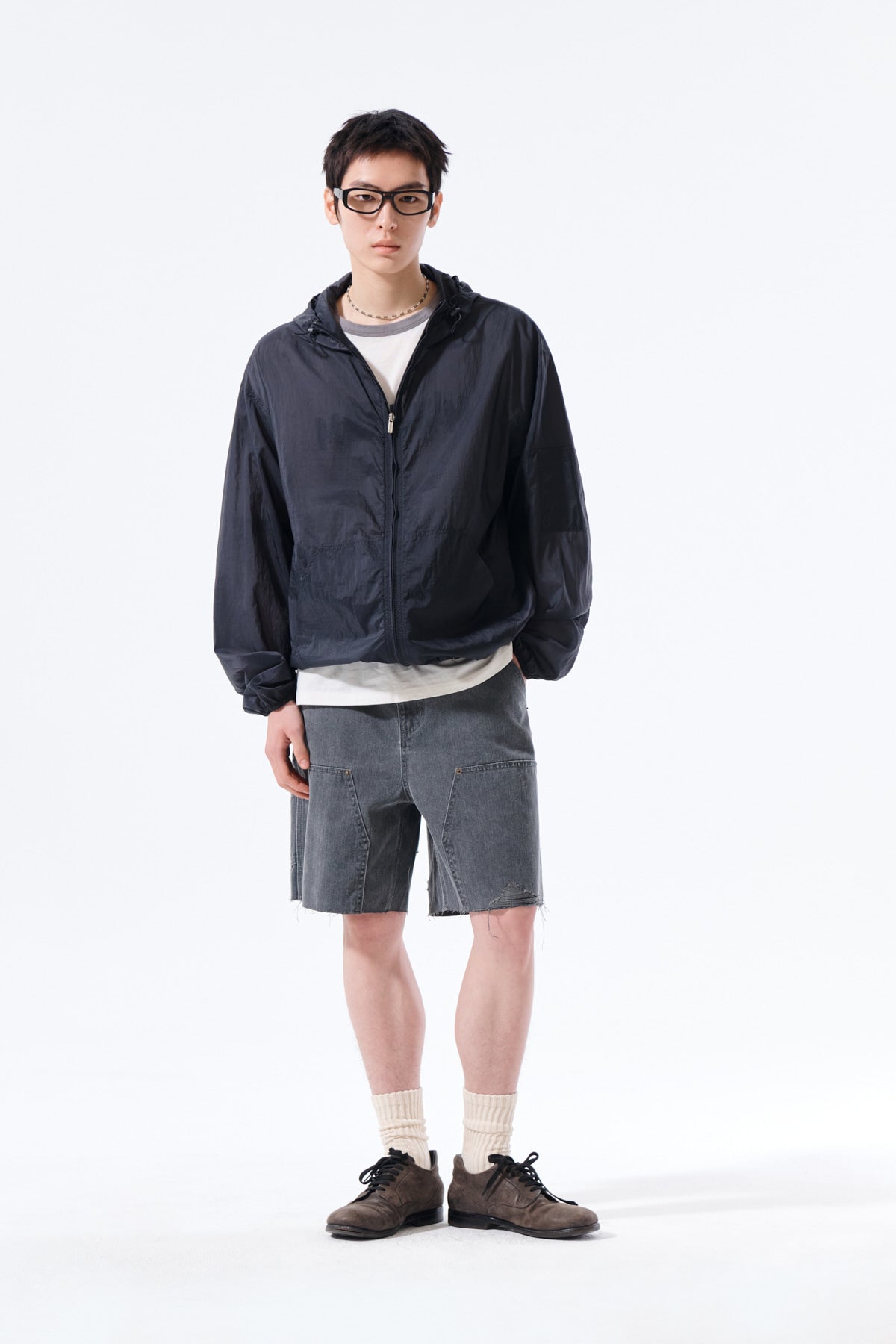 Matin Kim - Back Logo Hoody Windbreaker (Charcoal) product image 9 | TRAB K-Fashion Australia