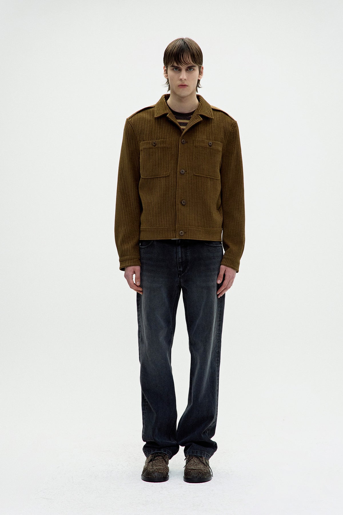 Coor - Ribbed Texture Battle Dress Jacket (Camel) product image 2 | TRAB K-Fashion Australia