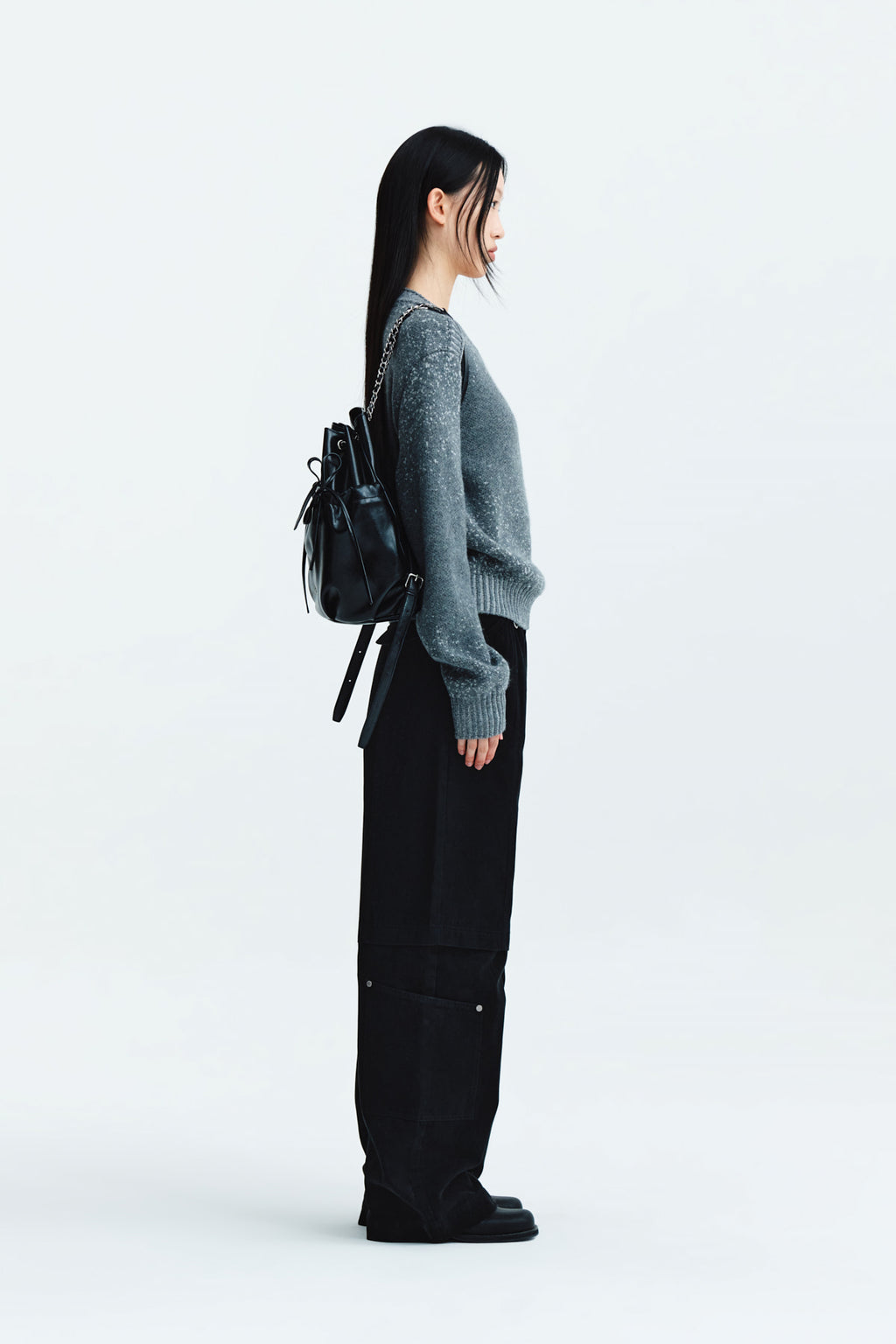 Matin Kim - Boat Neck Two Tone Knit Pullover (Grey) product image 7 | TRAB K-Fashion Australia
