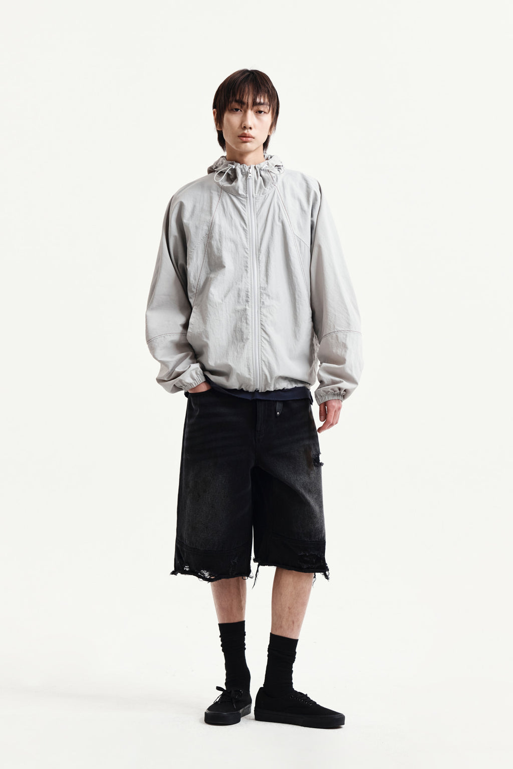 Matin Kim - Back Logo Hoody Wind Breaker (Light Beige) product image 14 | TRAB K-Fashion Australia