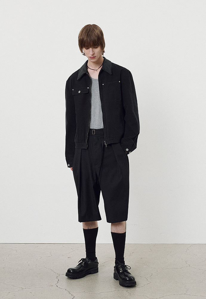 Tonywack - Wool Twill Belted Pleats Shorts (Black) product image 6 | TRAB K-Fashion Australia