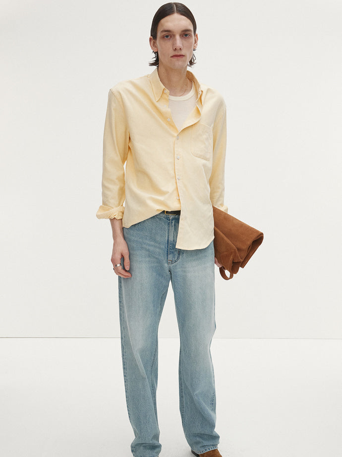 Tonywack - Cotton Lyocell Distressed Oxford Shirt (Pale Yellow) product image 1 | TRAB K-Fashion Australia