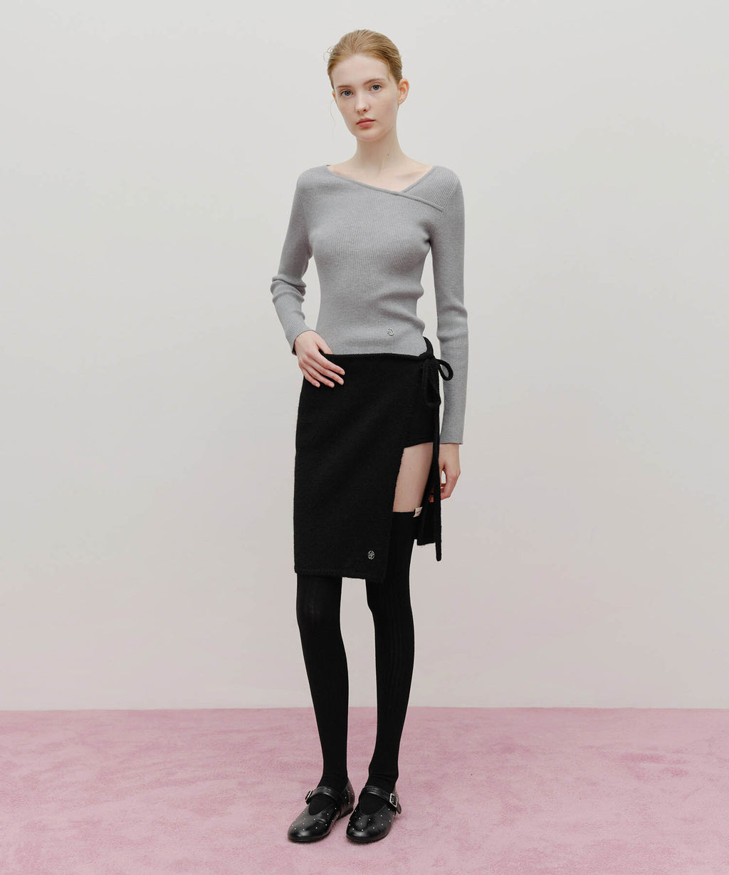 Marithe & Francois Girbaud - Circle Logo Neck Point Knit (Heather Gray) product image 5 | TRAB K-Fashion Australia
