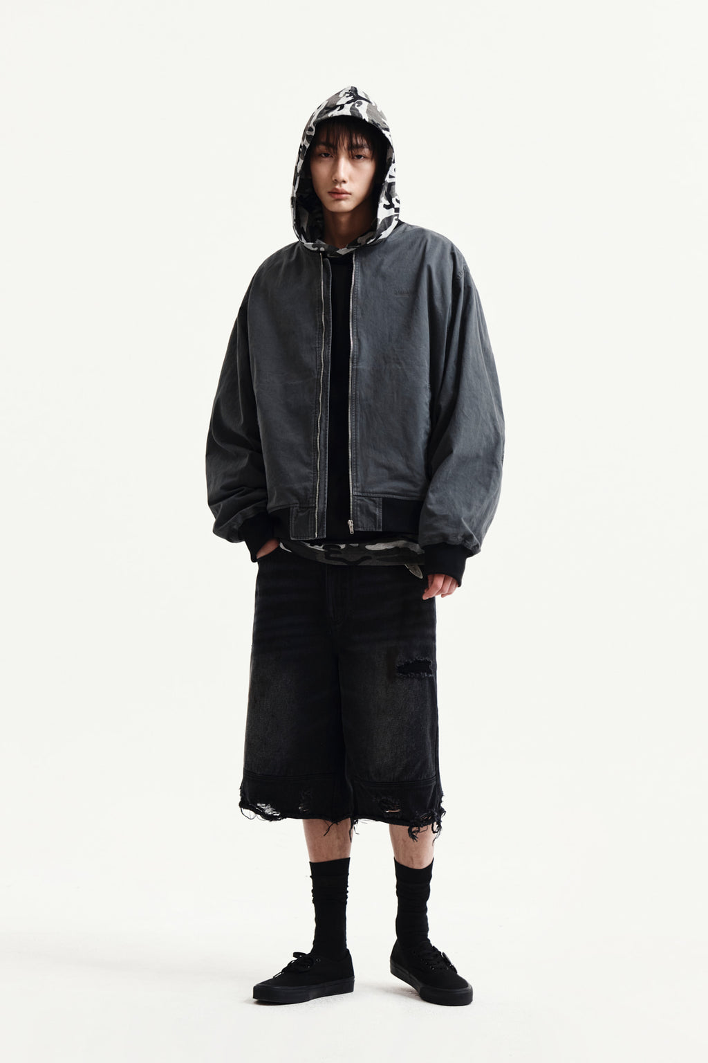 Matin Kim - Vintage Washed Back Logo Jumper (Charcoal) product image 15 | TRAB K-Fashion Australia