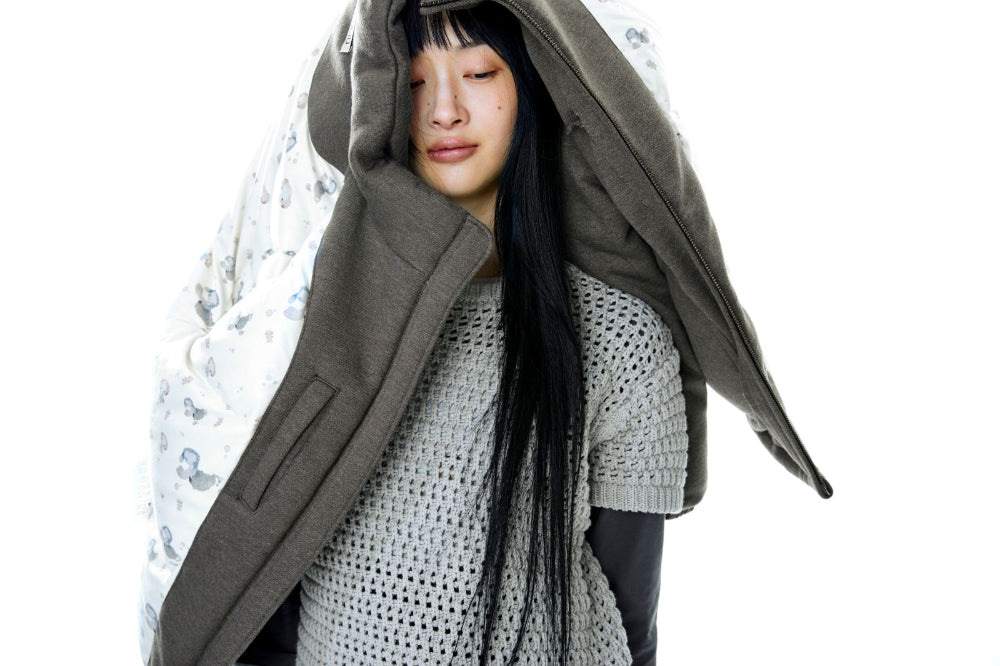 Coyseio - Cozy Sweat Down Jacket (Melange Brown) product image 4 | TRAB K-Fashion Australia