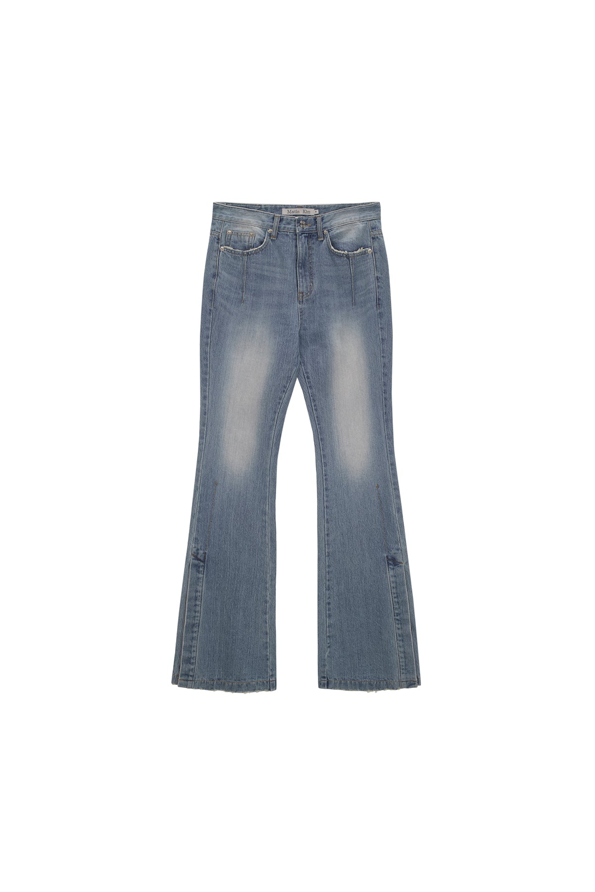 Matin Kim - Side Snap Boots Cut Denim Pants (Blue) product image 1 | TRAB K-Fashion Australia