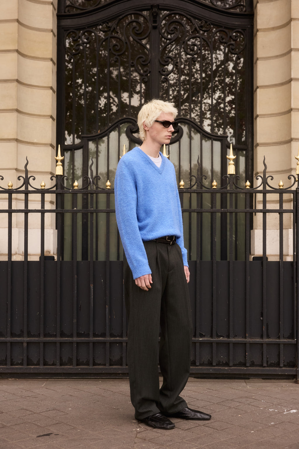 STU - Boucle V-Neck Knit In Azure (Blue) product image 2 | TRAB K-Fashion Australia