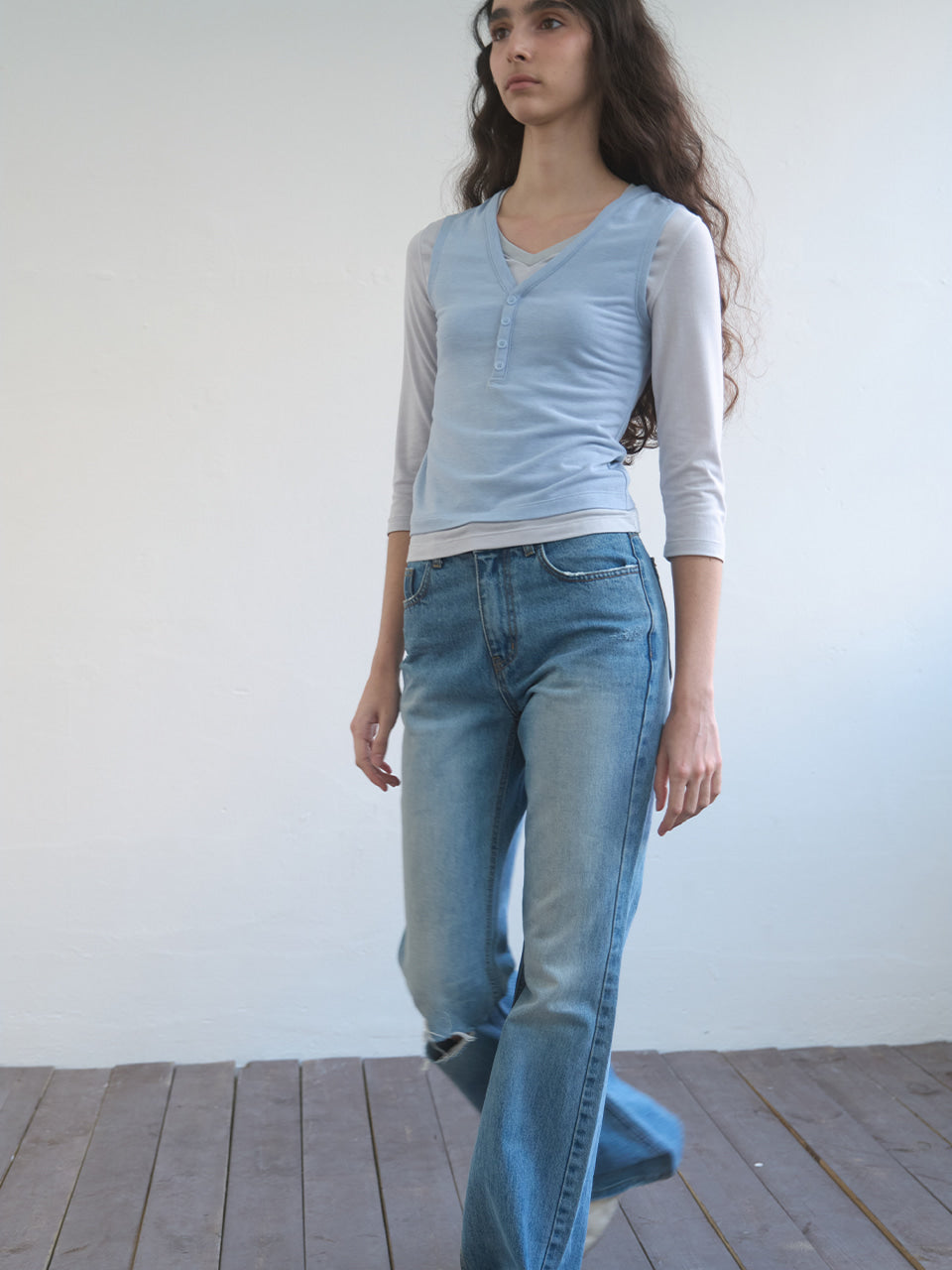 Kijun - Single Cut Flared Jeans (Blue) product image 1 | TRAB K-Fashion Australia