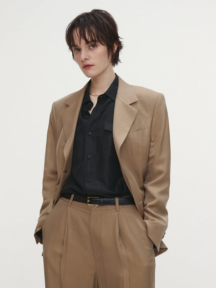 Tonywack - Silk Viscose Two Button Single Jacket (Beige) product image 6 | TRAB K-Fashion Australia