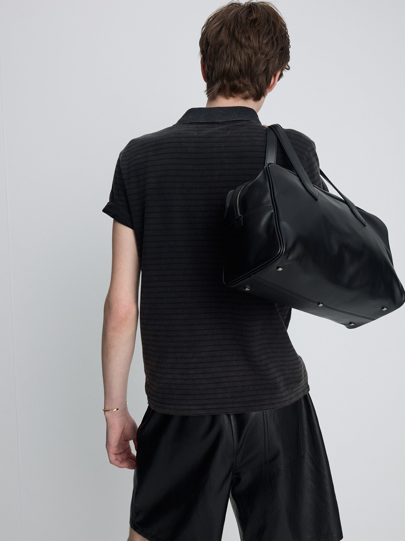 Tonywack - Garment Dyed Stripe Piqué Polo (Faded Black) | TRAB K-Fa