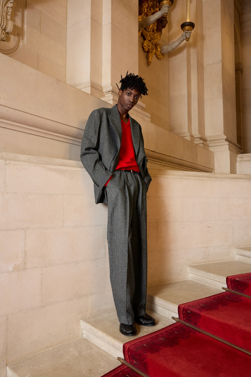 STU - Crease Double Belt Slacks (Grey) product image 2 | TRAB K-Fashion Australia