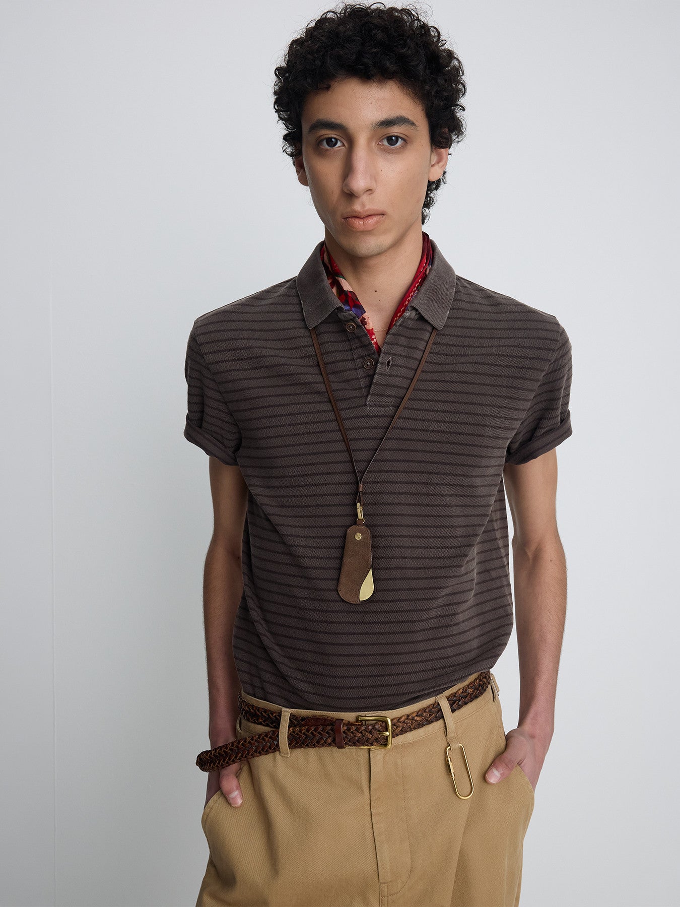Tonywack - Garment Dyed Stripe Piqué Polo (Faded Brown) product image 5 | TRAB K-Fashion Australia