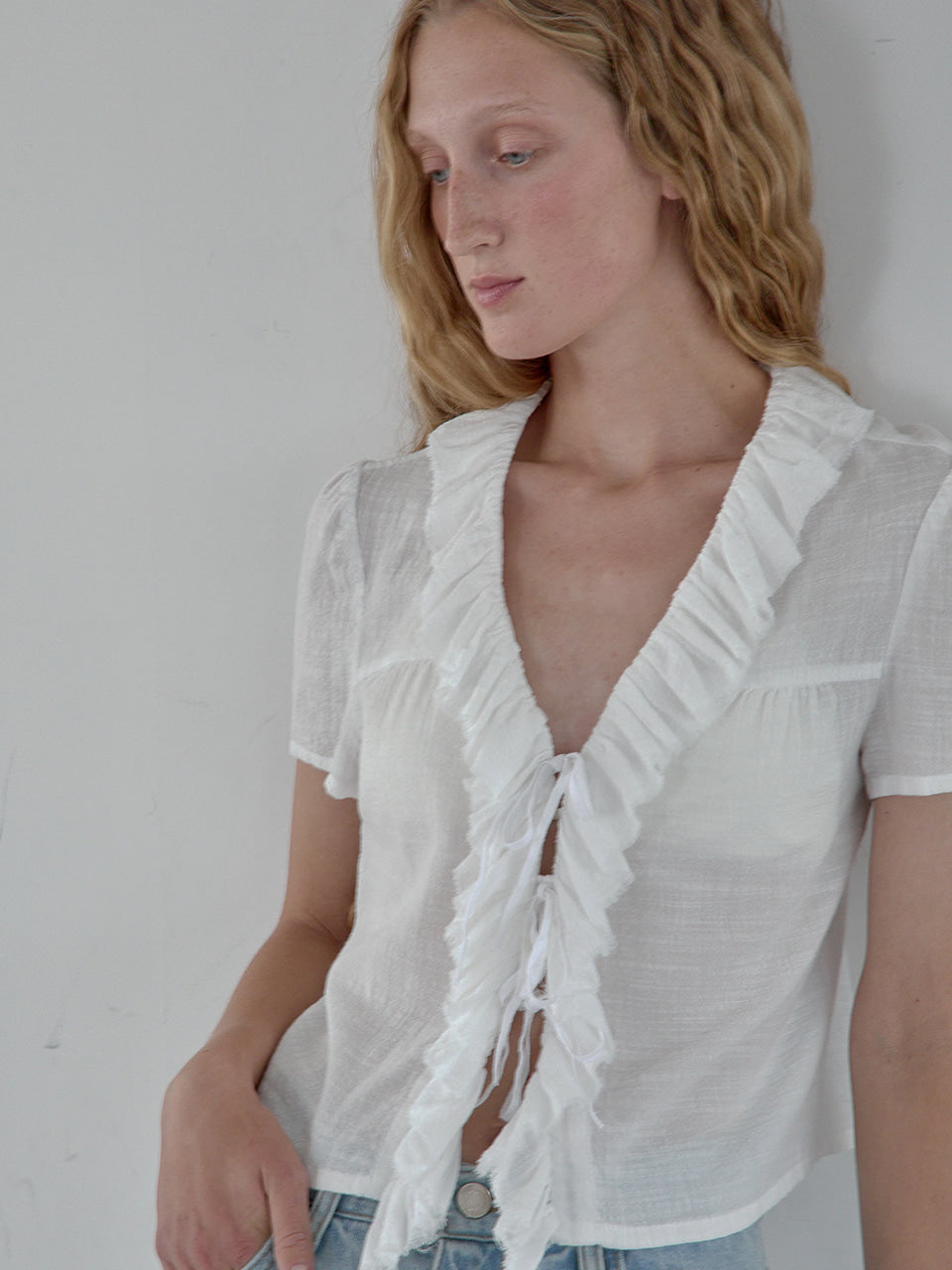Kijun - Cotton Ruffle Blouse (Off-White) product image 5 | TRAB K-Fashion Australia