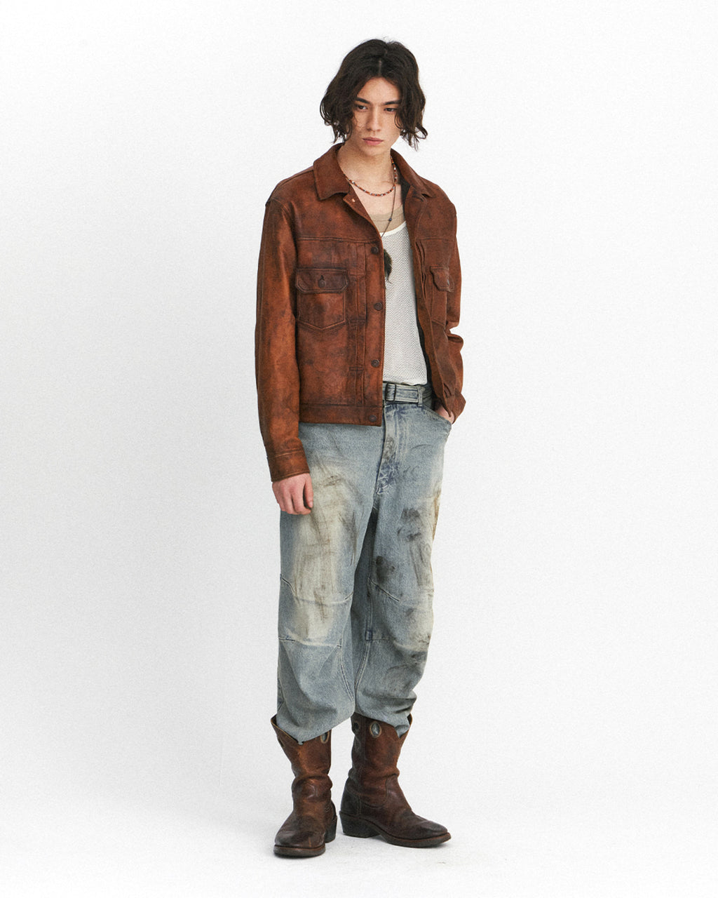 Eastlogue - Curve Knee Belted Pants (Dust Indigo) product image 4 | TRAB K-Fashion Australia
