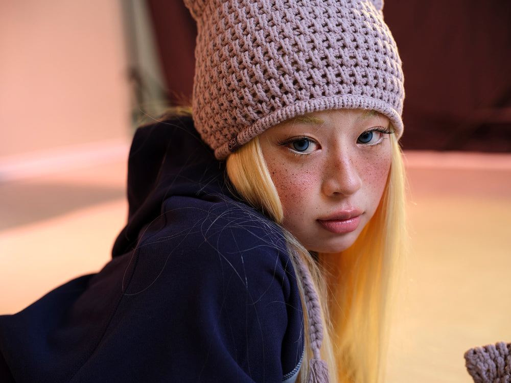 Coyseio - Coyseio X Blythe Cat Twine Beanie (Ash Pink) product image 7 | TRAB K-Fashion Australia