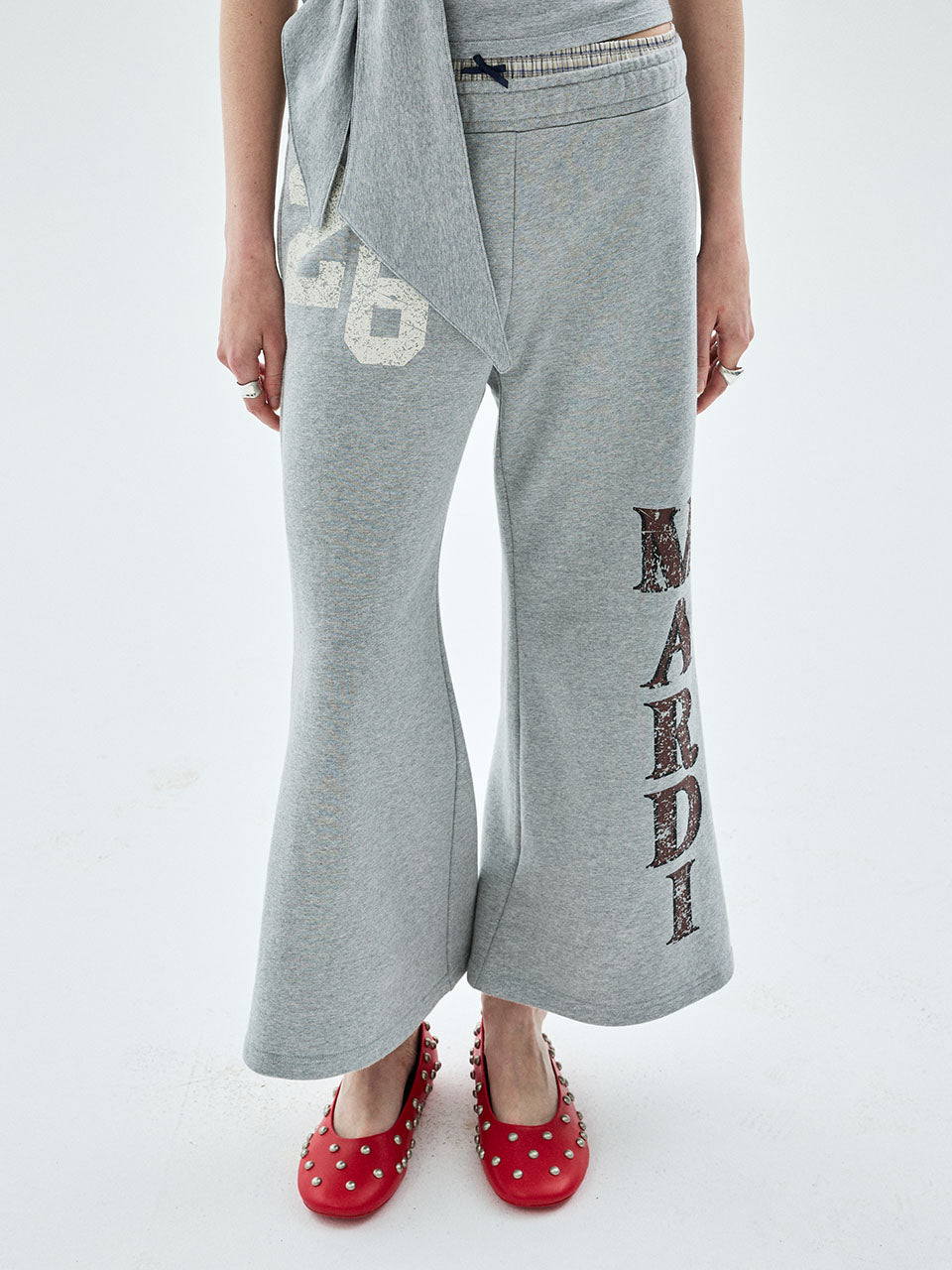 Mardi Mercredi - Cropped Flare Pants Mardi 26 (Grey) product image 1 | TRAB K-Fashion Australia