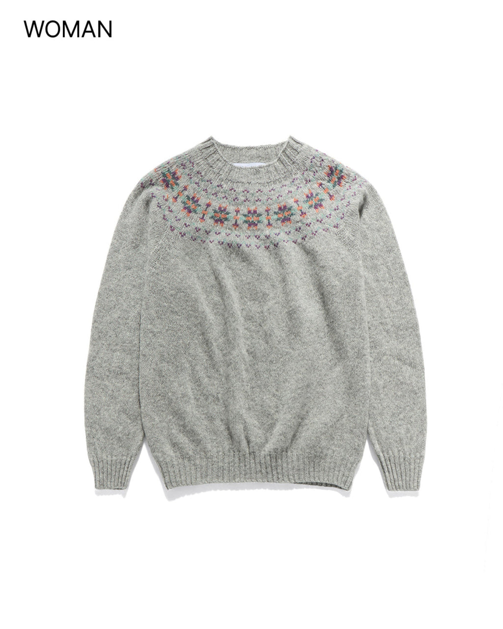 Eastlogue - Fair Isle Yoke Crew Neck Sweater (Silver) product image 1 | TRAB K-Fashion Australia