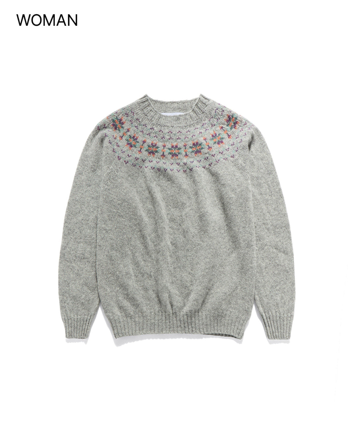 Eastlogue - Fair Isle Yoke Crew Neck Sweater (Silver) product image 1 | TRAB K-Fashion Australia