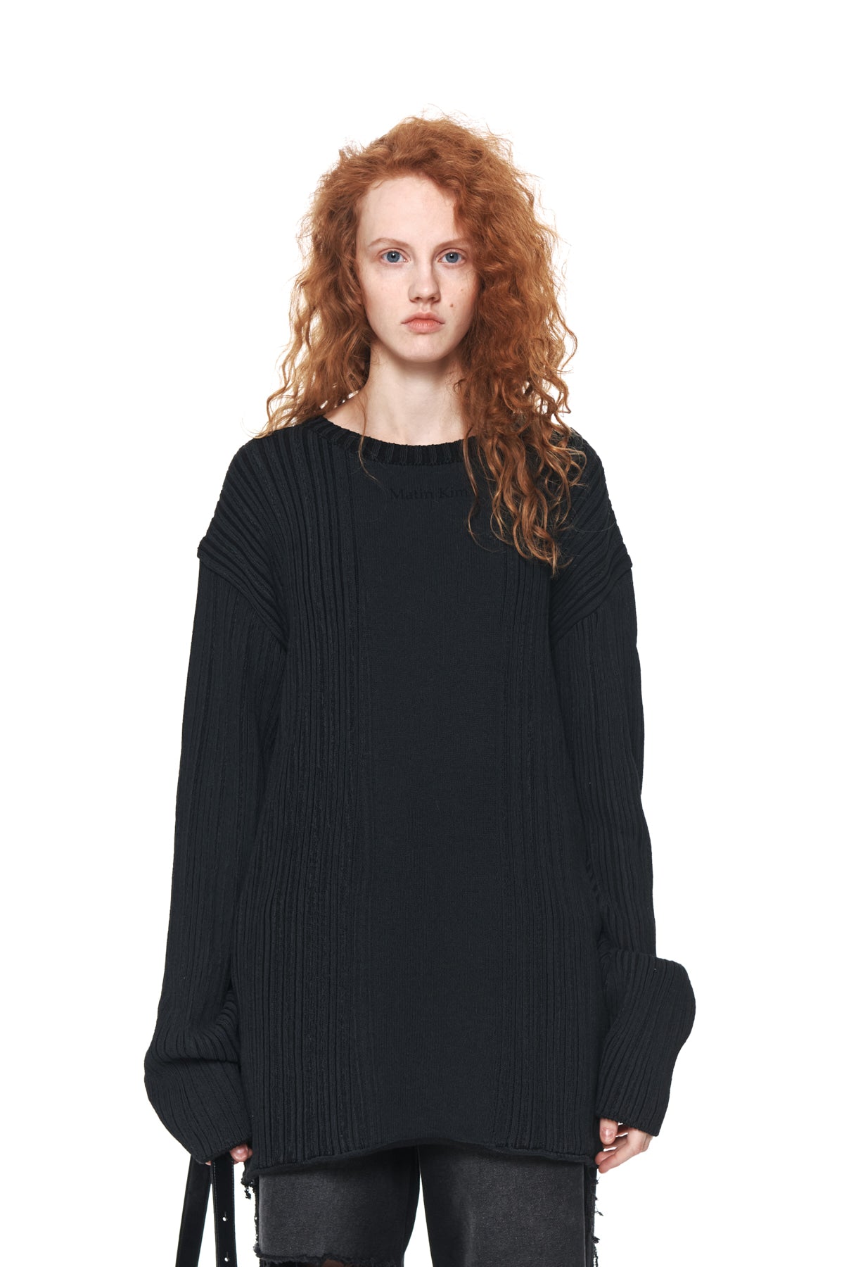 Matin Kim - Stripe Printed Knit Pullover (Charcoal) product image 5 | TRAB K-Fashion Australia