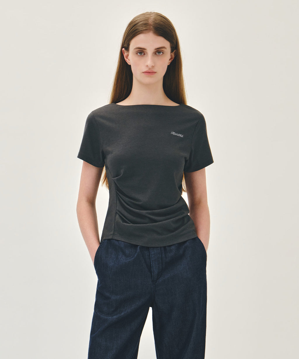 Marithe & Francois Girbaud - Waist Shirring Tee (Charcoal) product image 1 | TRAB K-Fashion Australia