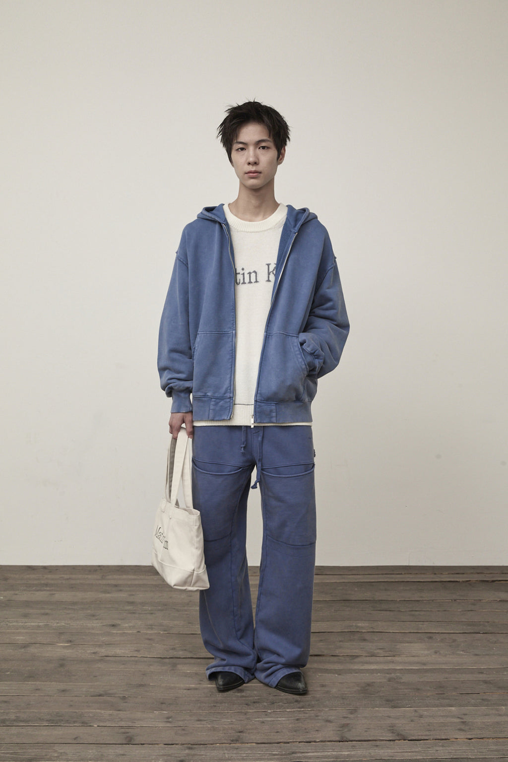 Matin Kim - Cut Out Washed Sweatpants (Blue) product image 8 | TRAB K-Fashion Australia