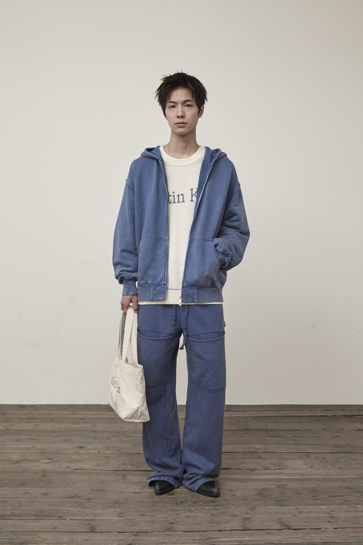 Matin Kim - Cut Out Washed Sweatpants (Blue) product image 8 | TRAB K-Fashion Australia