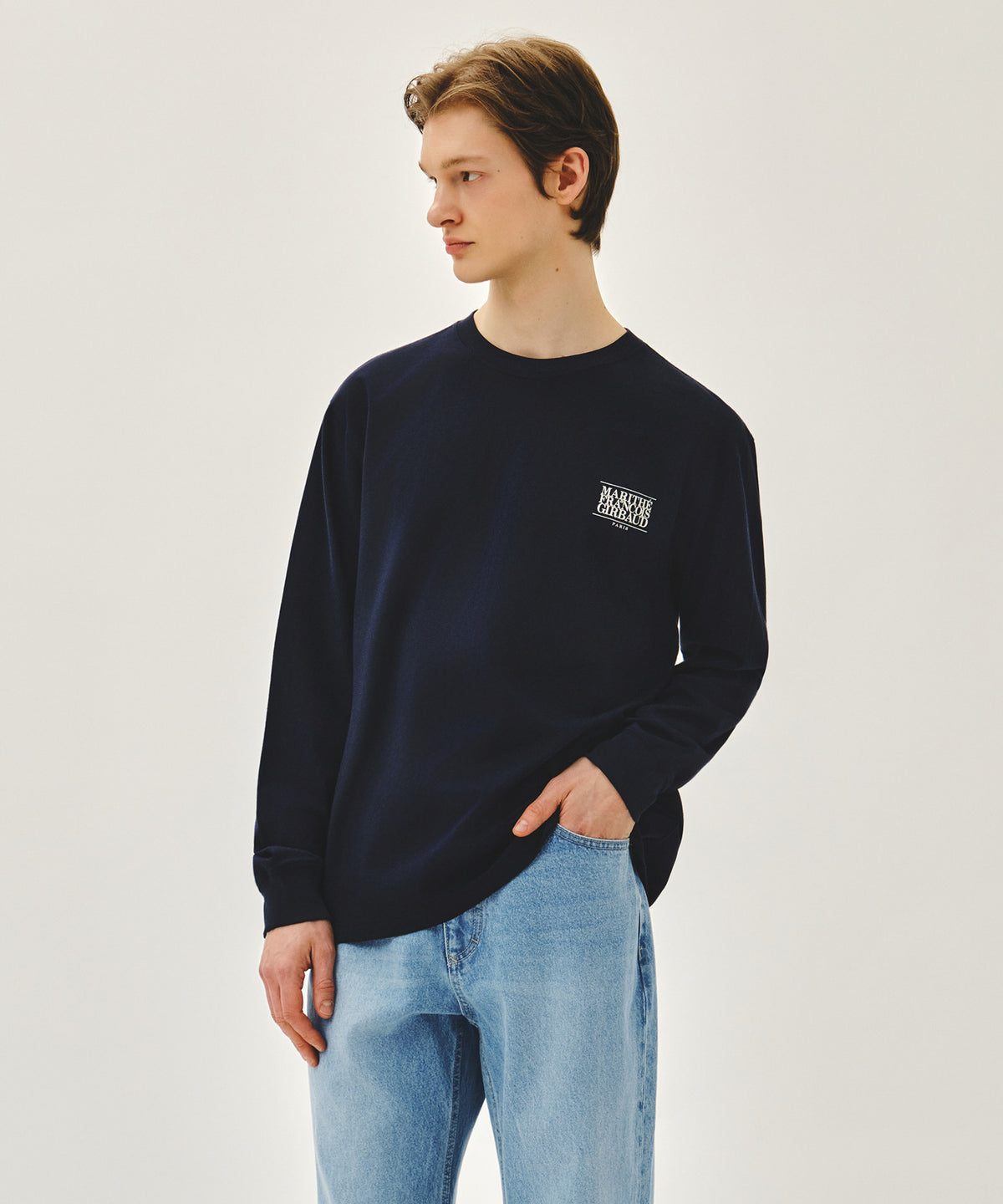 Marithe & Francois Girbaud - Back Classic Logo Long Sleeve Tee (Navy) product image 2 | TRAB K-Fashion Australia