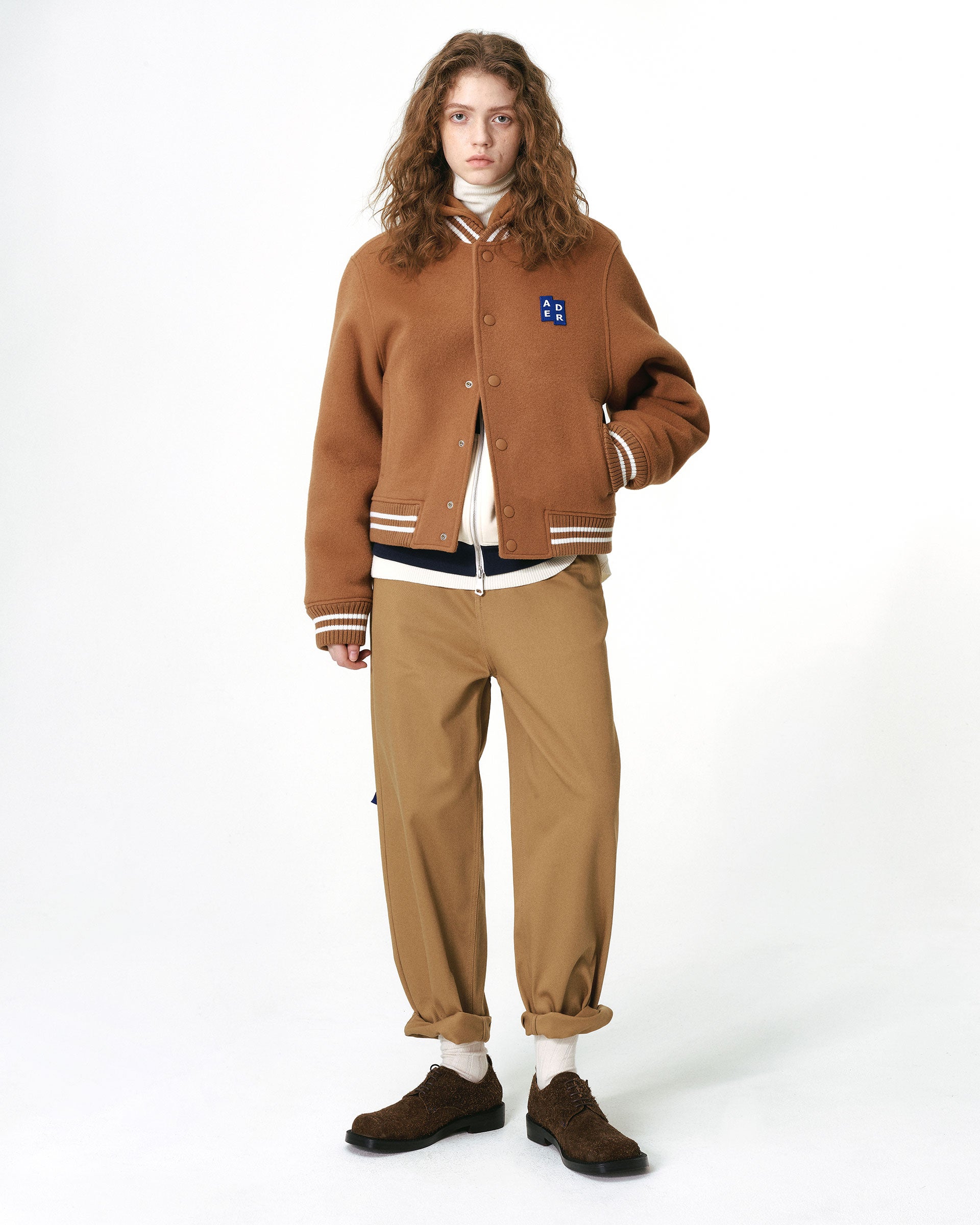 Ader Error - Sig; BL Tag varsity jacket 01 (Camel) product image 1 | TRAB K-Fashion Australia