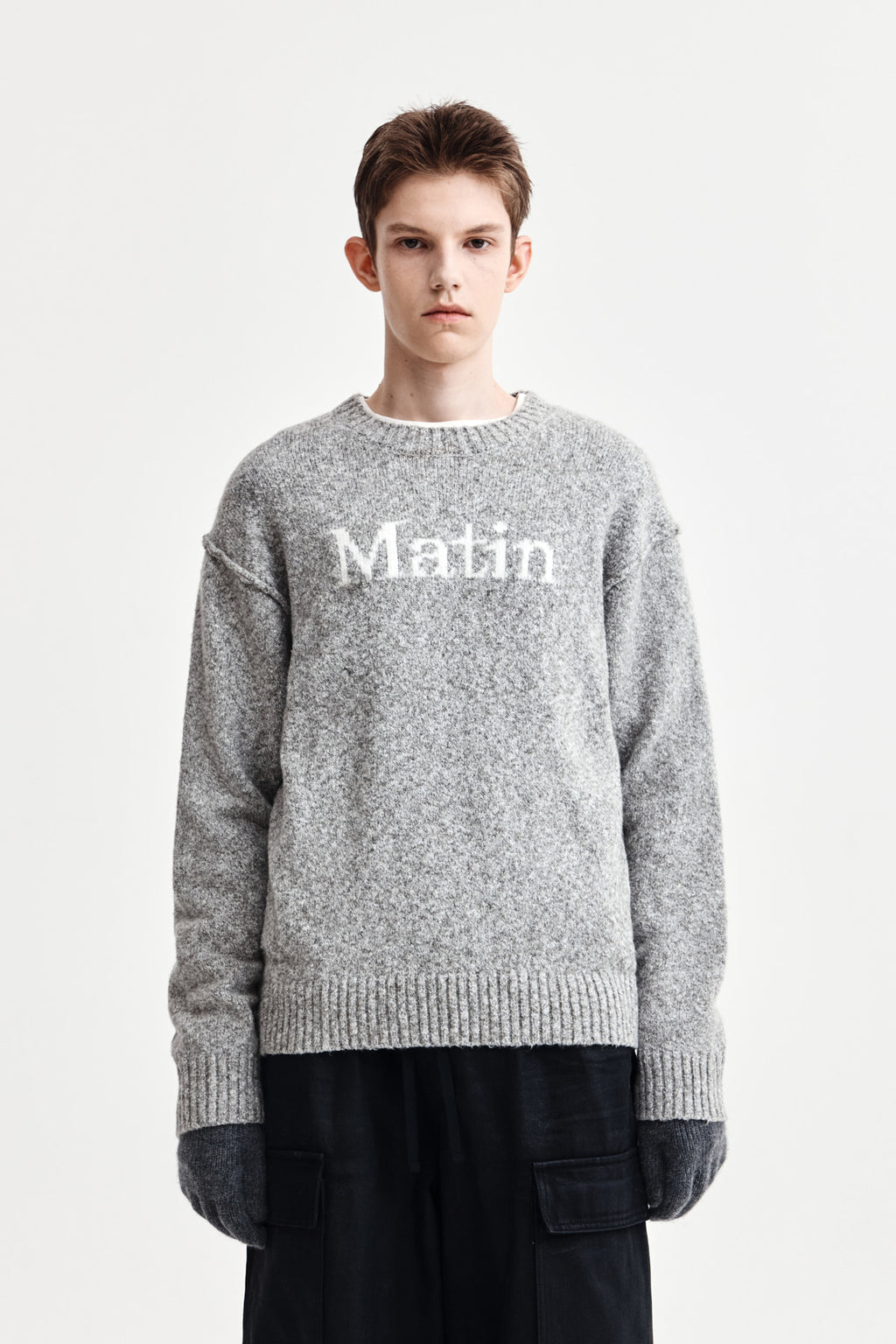Matin Kim - Matin Mixed Yarn Knit Pullover (Grey) product image 10 | TRAB K-Fashion Australia