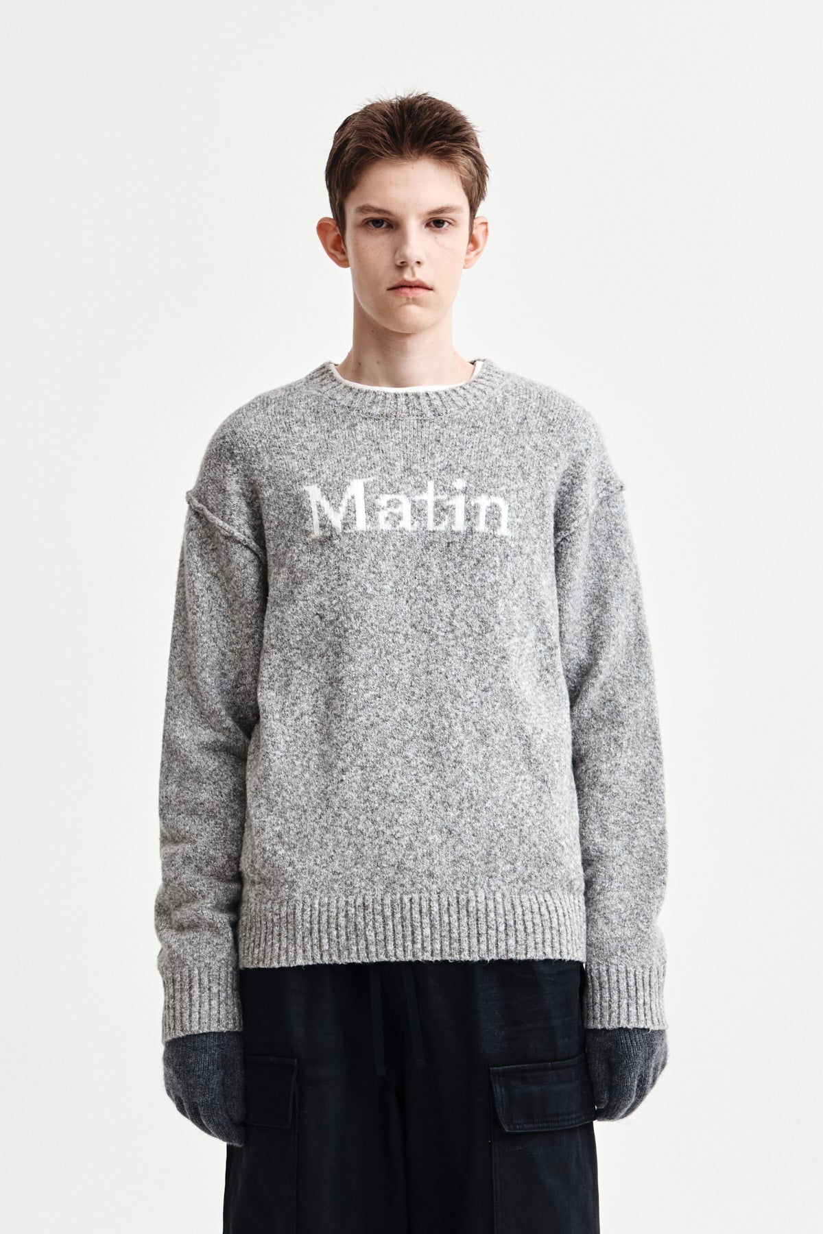 Matin Kim - Matin Mixed Yarn Knit Pullover (Grey) product image 10 | TRAB K-Fashion Australia