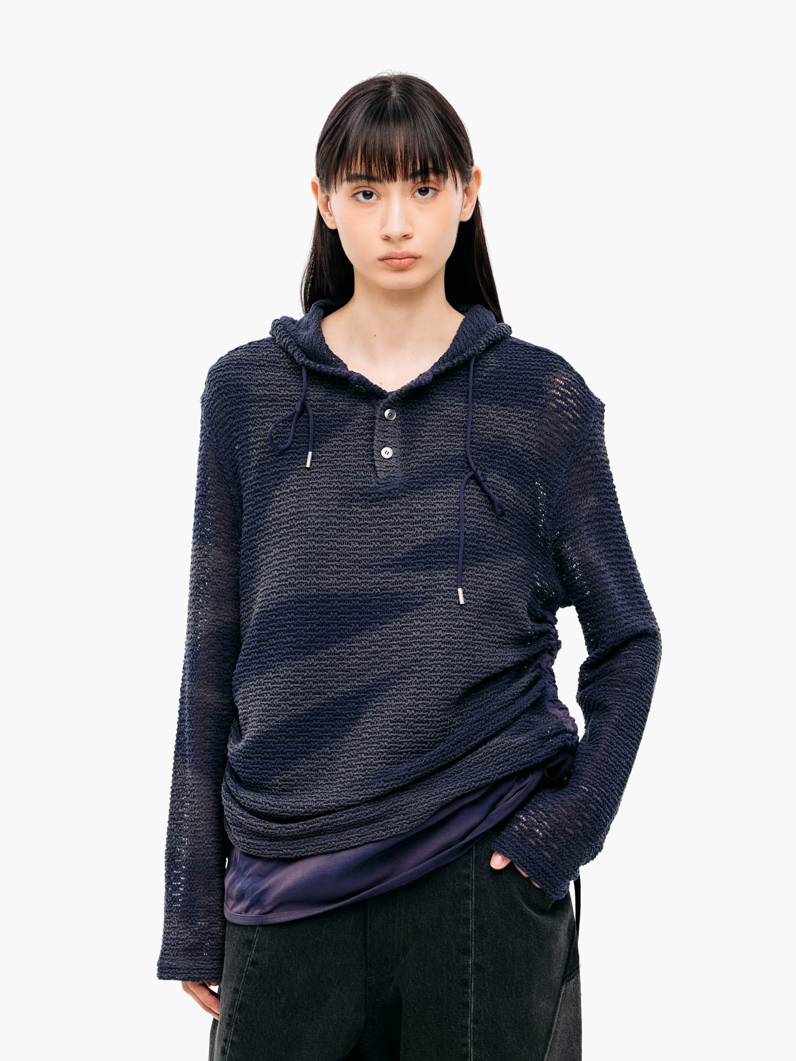 Jiyong Kim - Sun-Bleached Layered Net Hoodie (Purple) product image 6 | TRAB K-Fashion Australia