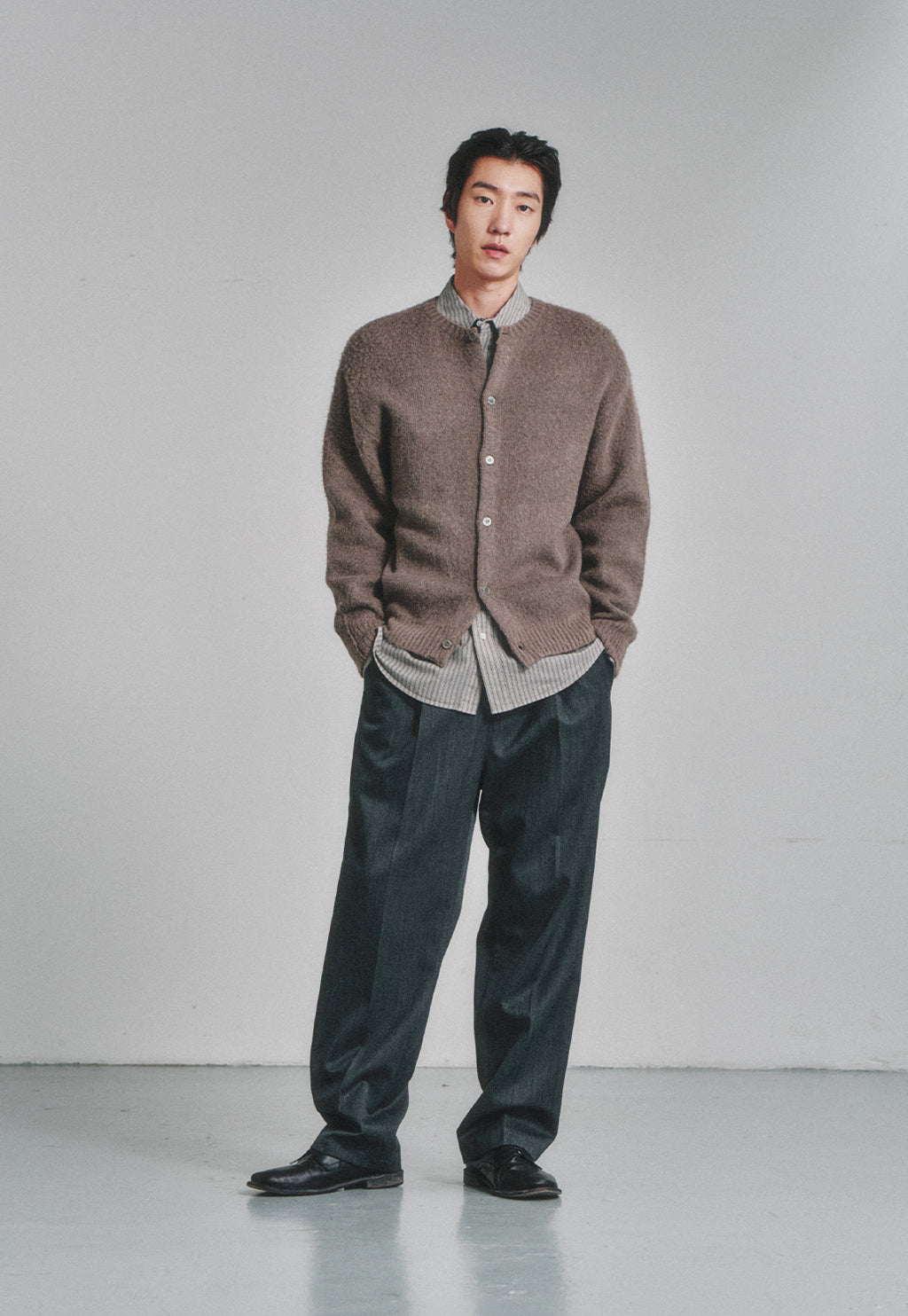 Art if acts - Alpaca Round Neck Cardigan (Light Grey) product image 4 | TRAB K-Fashion Australia