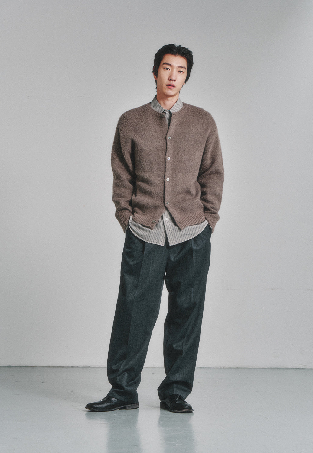 Art if acts - Alpaca Round Neck Cardigan (Light Grey) product image 4 | TRAB K-Fashion Australia