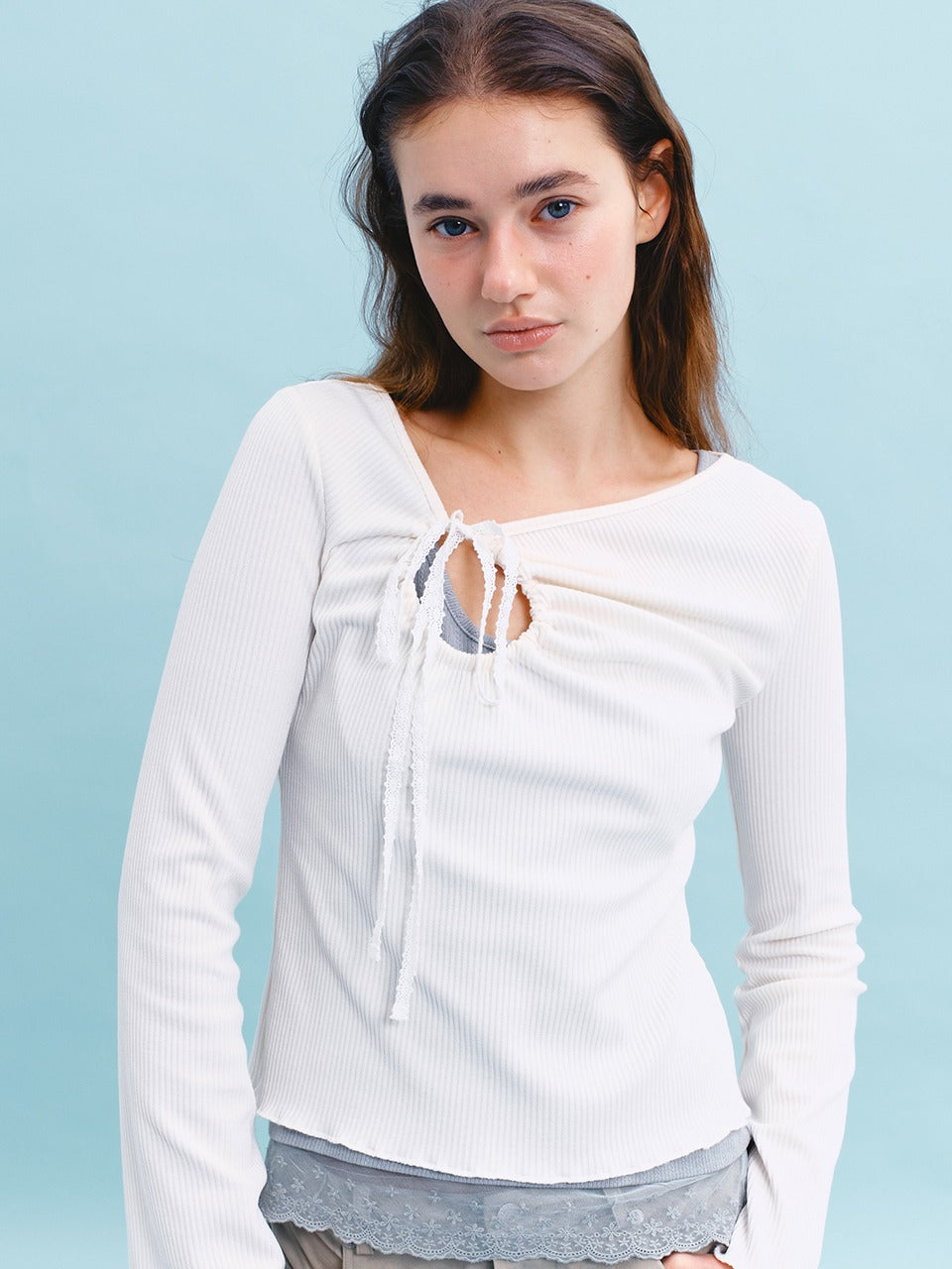 Margarin Fingers - Lace Detail Sleeveless (Blue) product image 1 | TRAB K-Fashion Australia