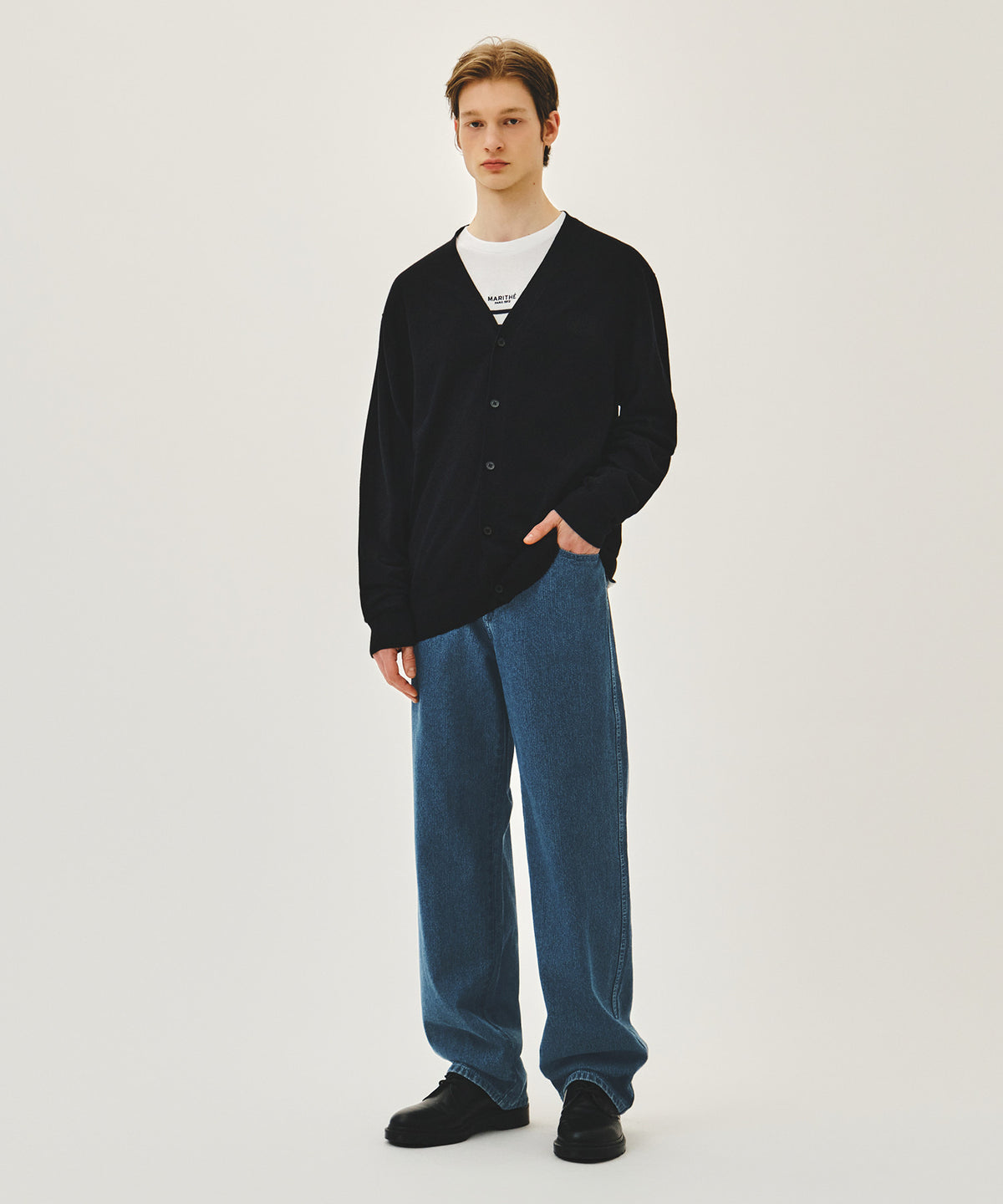 Marithe & Francois Girbaud - Small Classic Logo V-neck Knit Cardigan (Black) product image 5 | TRAB K-Fashion Australia