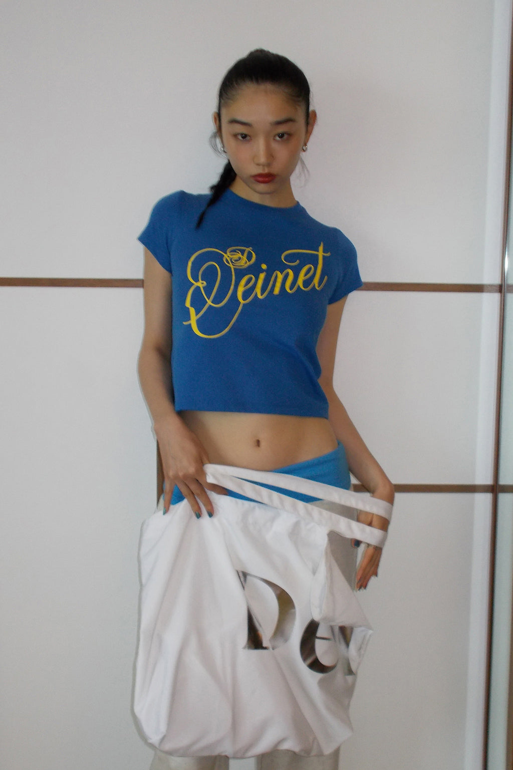 Deinet - Rose Typo Graphic T-Shirt (Blue) product image 9 | TRAB K-Fashion Australia
